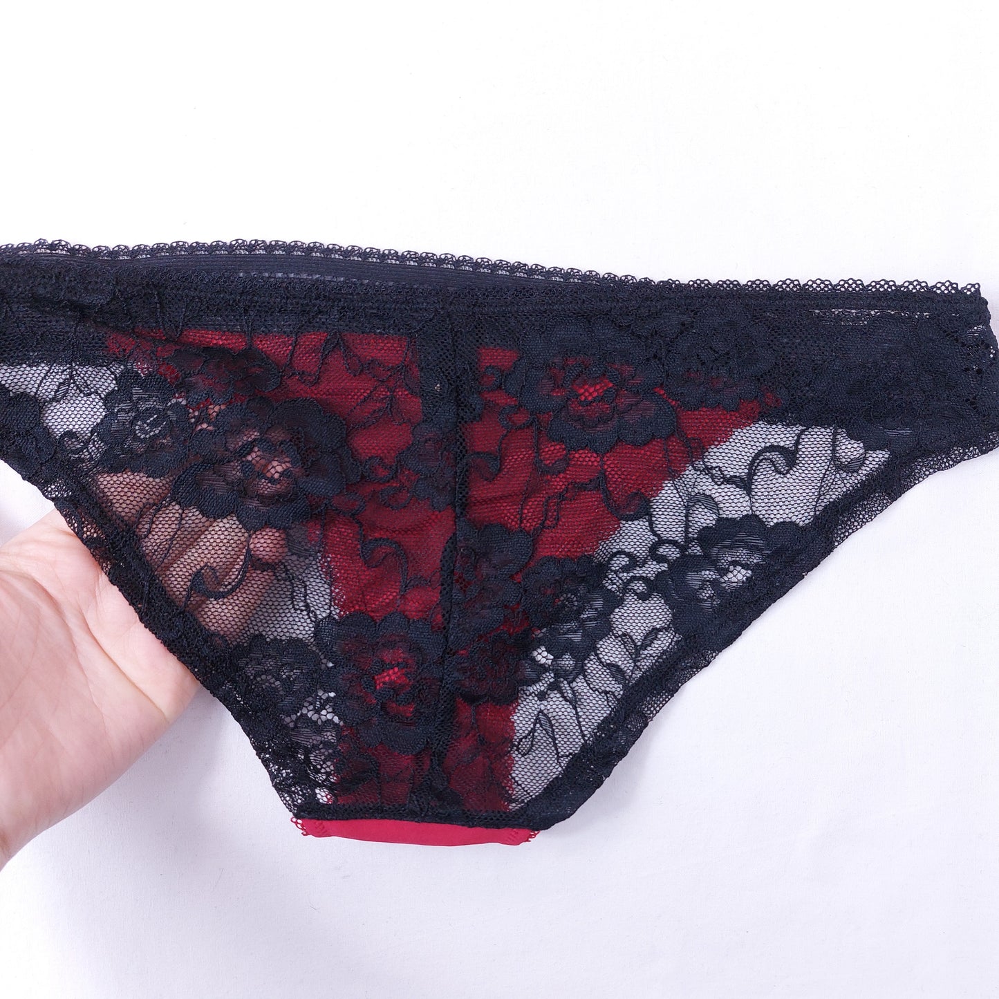 2-Pack Floral Lace Knicker Red 7 Black