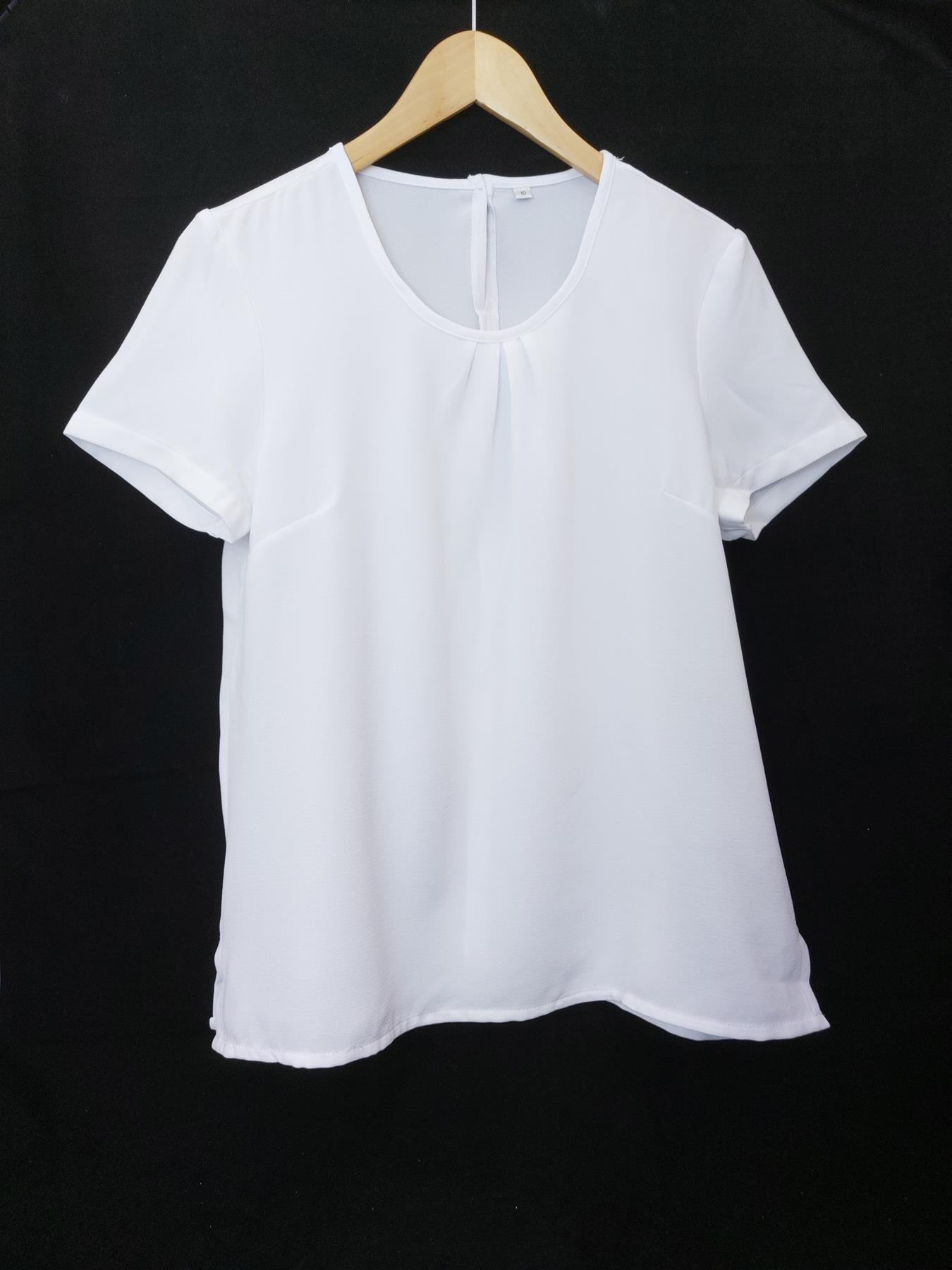 Women's Work Blouse 2-Pack Short Sleeve Smart Easy Care Office Shirt Top White