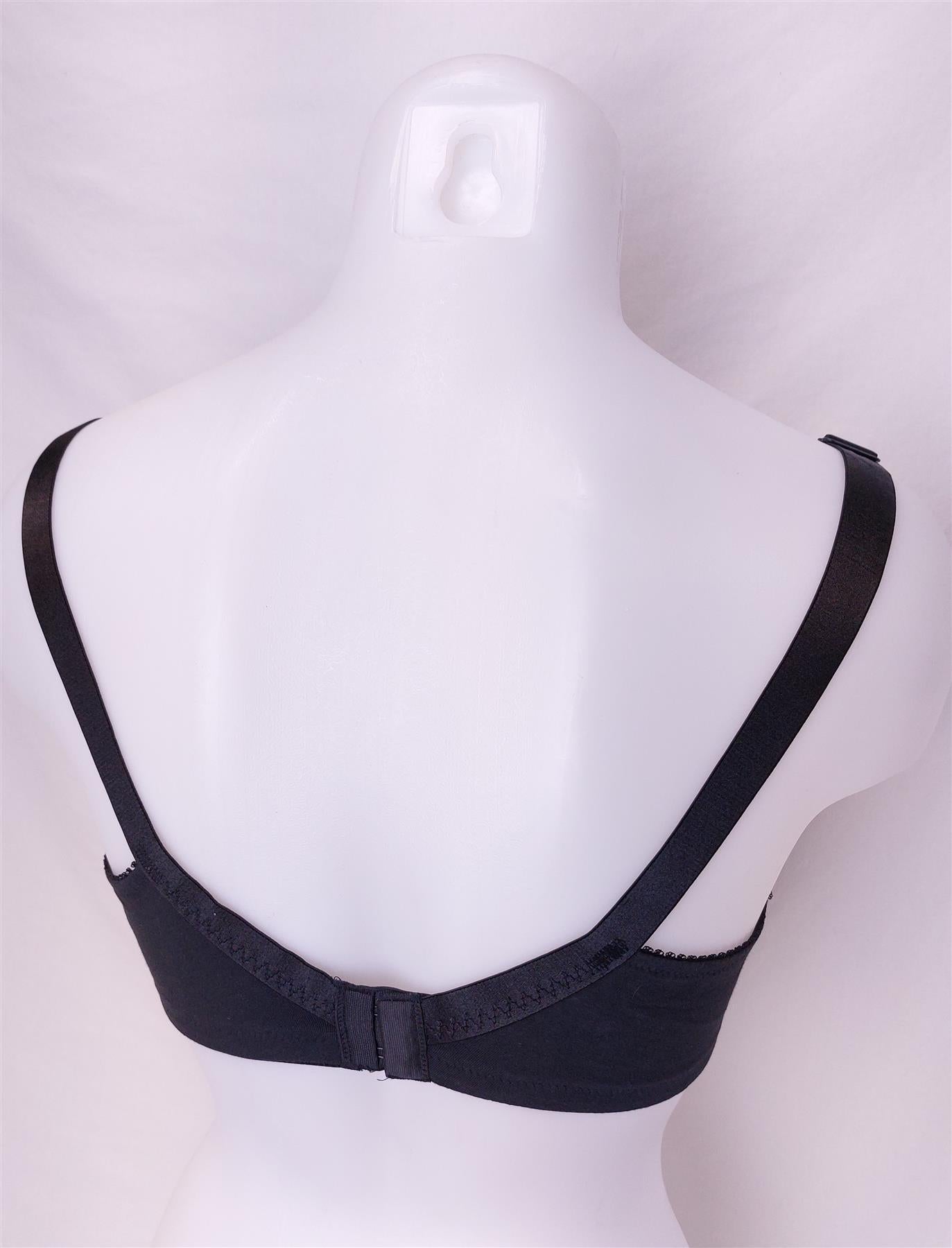 F&F Embroidered Comfort Bra Non-Wired Unpadded Black Floral Total Support