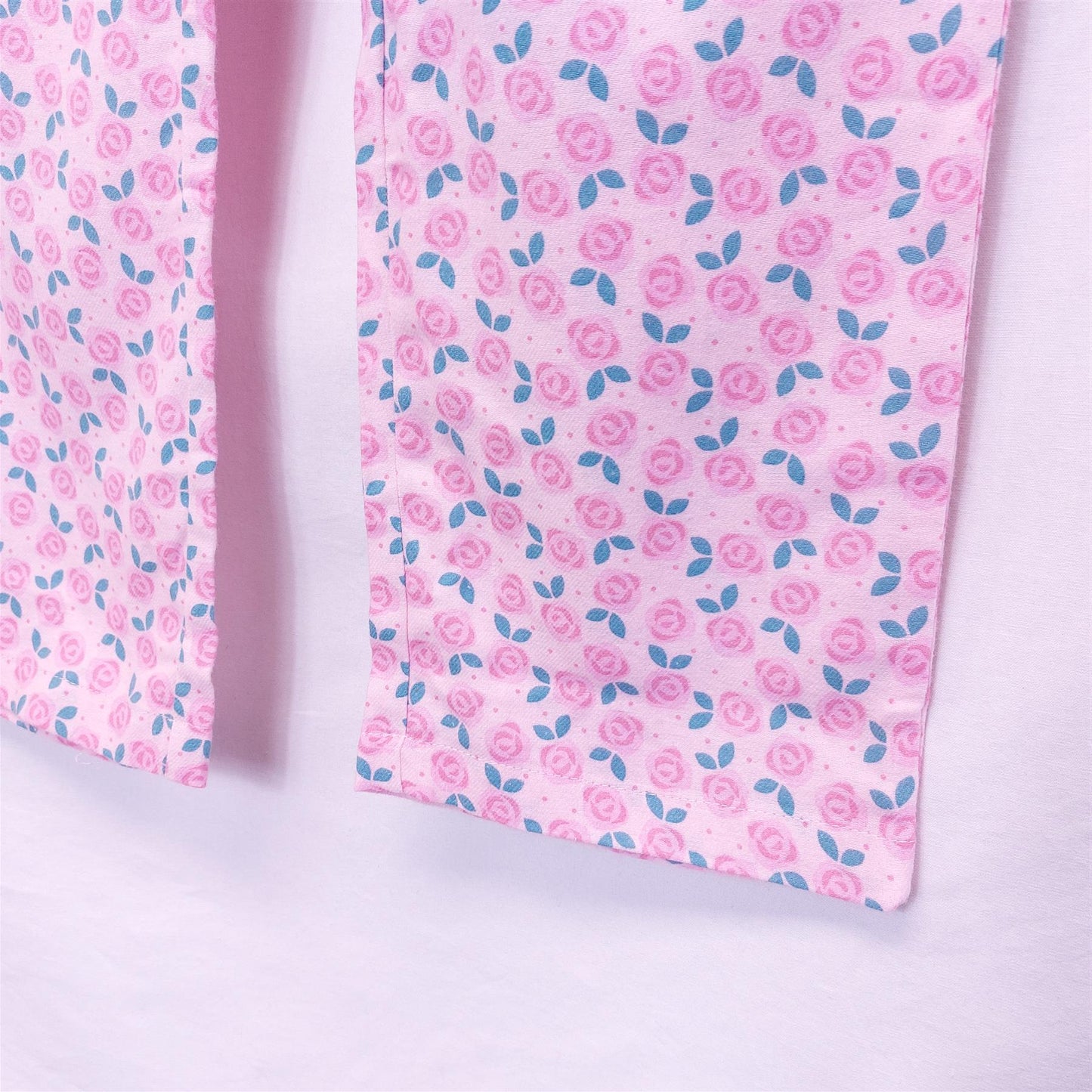 Women's Rose Pyjama Bottoms Pure Cotton Pink Floral Soft Comfy Warm PJ Pants
