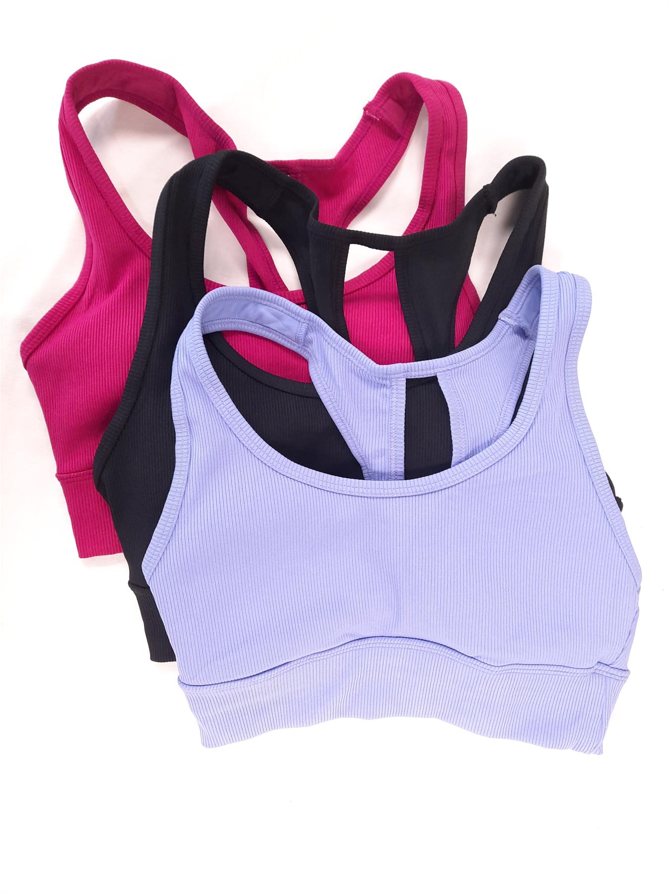 Yoga Top Sports Bra Crop Top Freely Academy Non-Wired Removable Padding Ribbed