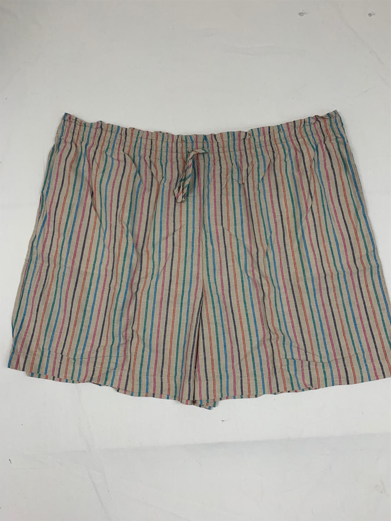 M*S Striped Curve Plus Size Linen Blend Shorts 1XL - 6XL