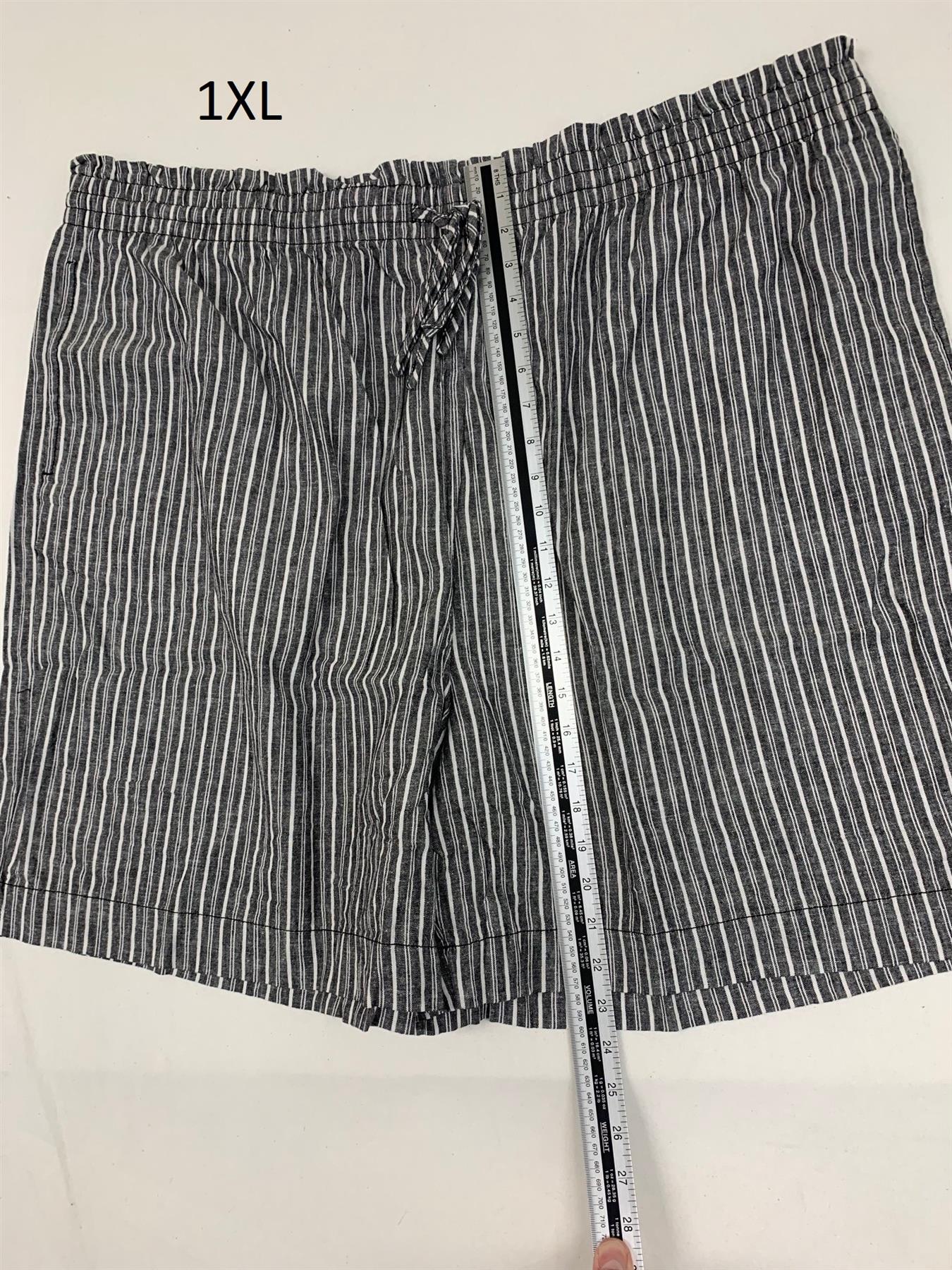 M*S Striped Curve Plus Size Linen Blend Shorts 1XL - 6XL