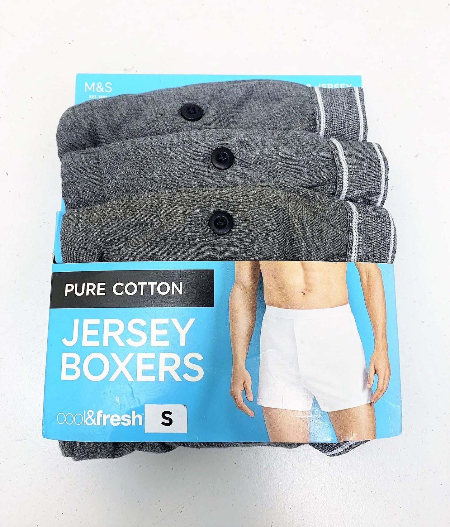 M*S Men's 3-Pack Cool Comfort Jersey Boxers Underpants Cotton Multipack New