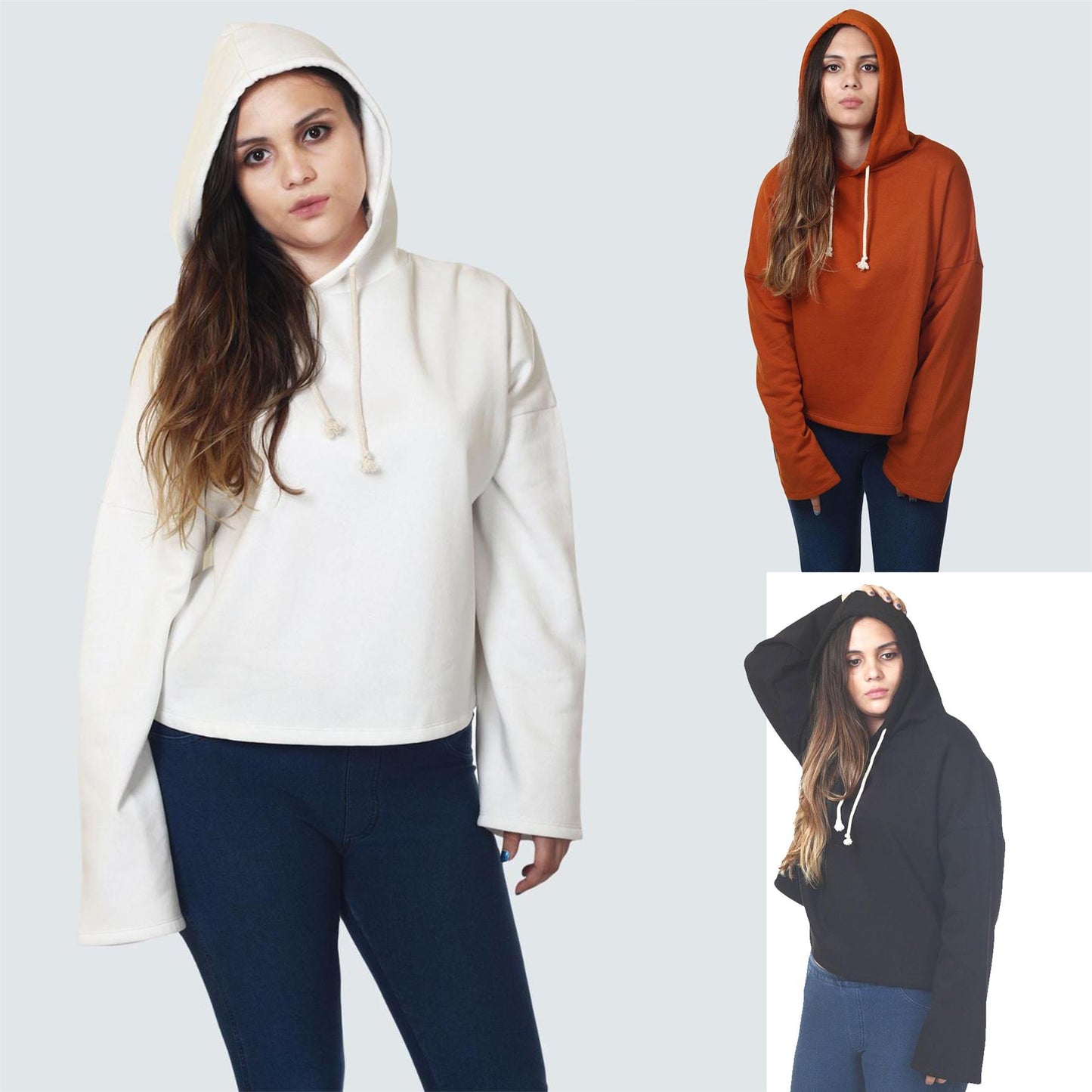Ladies Cotton Zara Style Jaama Cropped Plain Sweatshirts Hoody