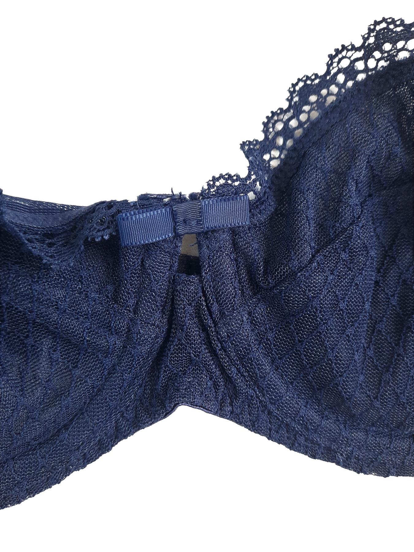 Ex Chainstore Lace Bra Underwired Non-Padded Navy High Street Brand New