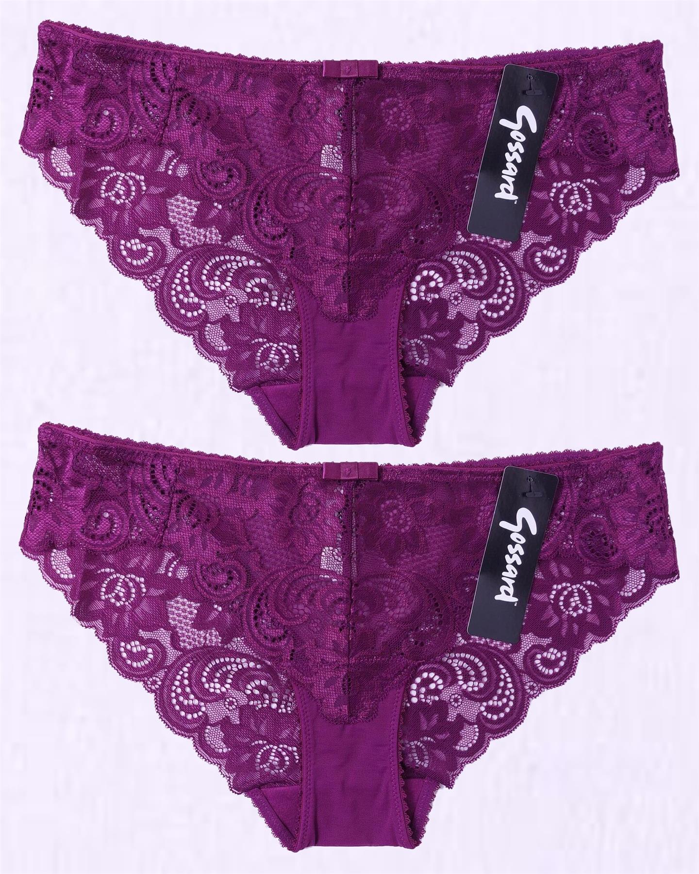 2-Pack Gossard Lace Brief Knickers Multipack Size 8-10 Purple Multipack New