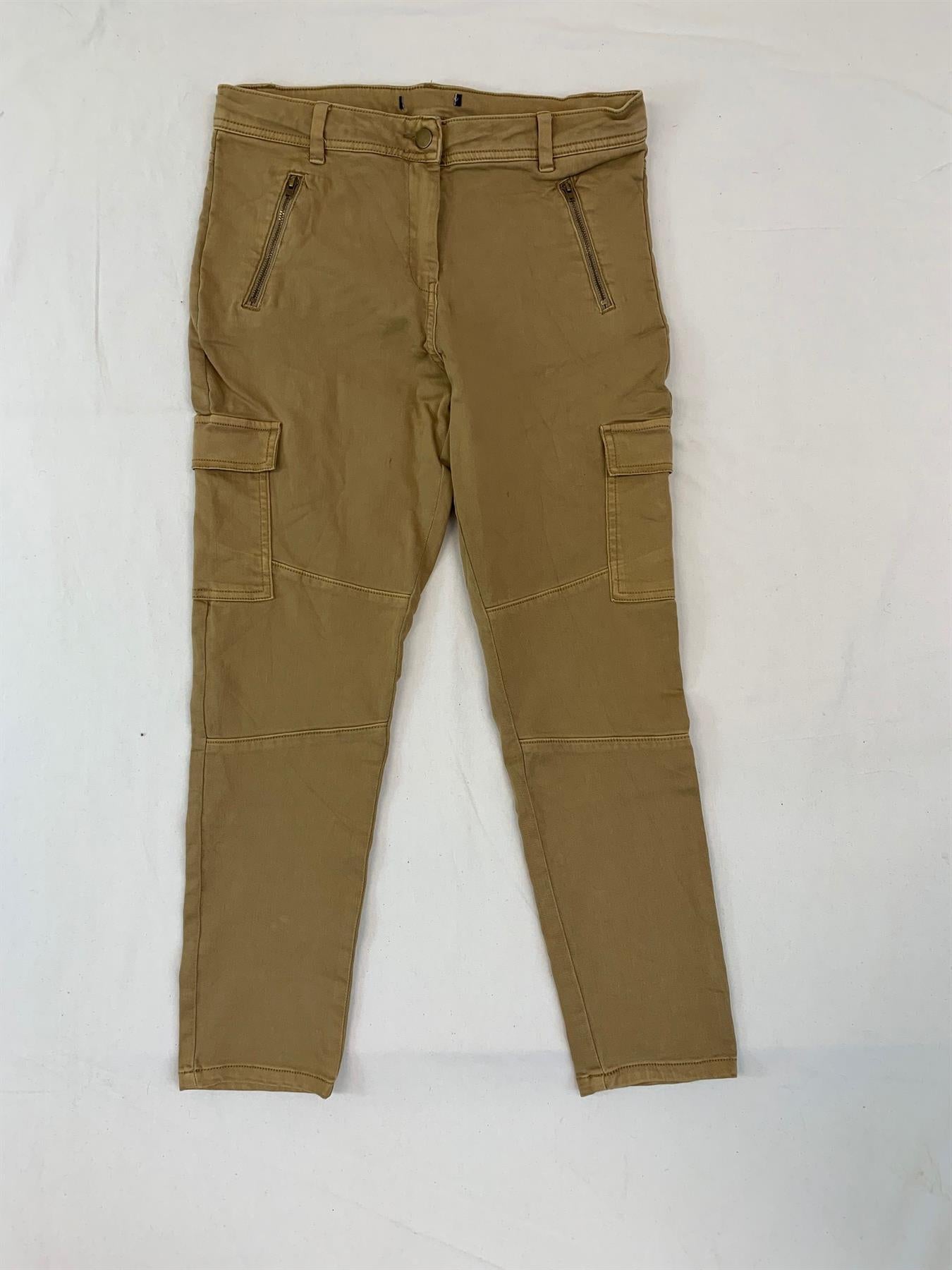 M*S Cotton Rich Skinny Cargo Trousers Jeans Size 12 X-Short Camel