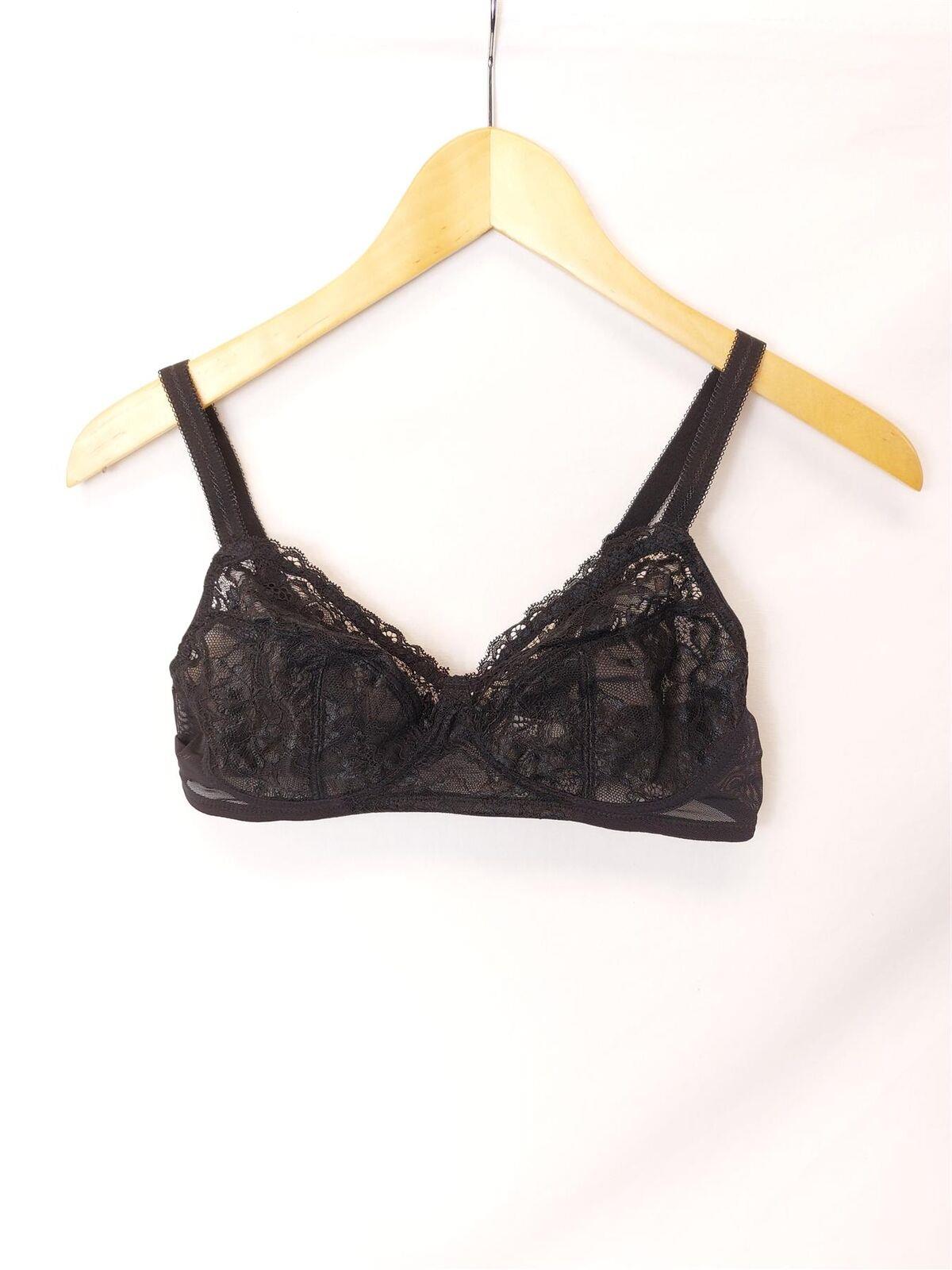 2-Pack Lace Bras Unpadded Non-Wired Full Cup 34-40 A-D Black Multipack Brand New
