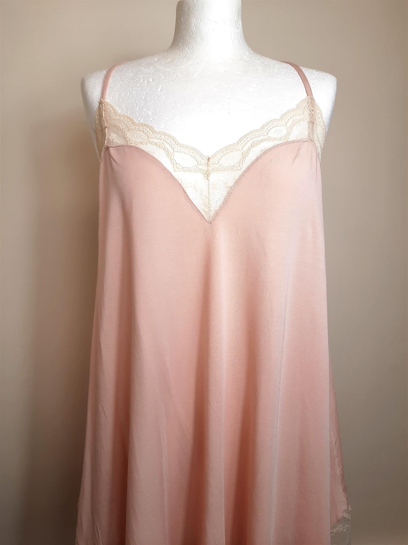 Women's Nightdress Supersoft Comfort Pink Lace Pyjama Nightie Size 14-16 New