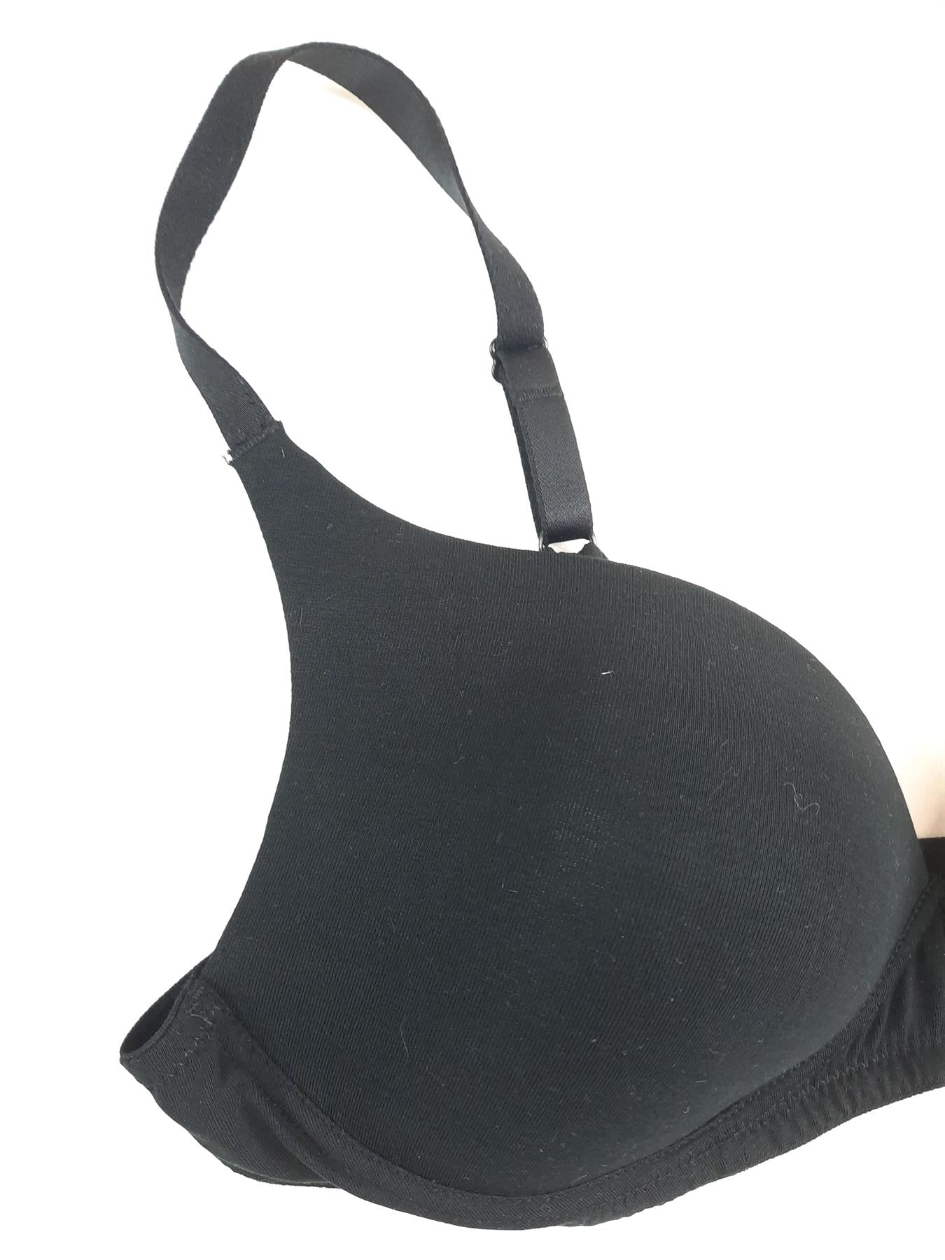 M S Non-Wired Cotton Rich T-Shirt Bra Lighly Padded Black Plus Size Brand New