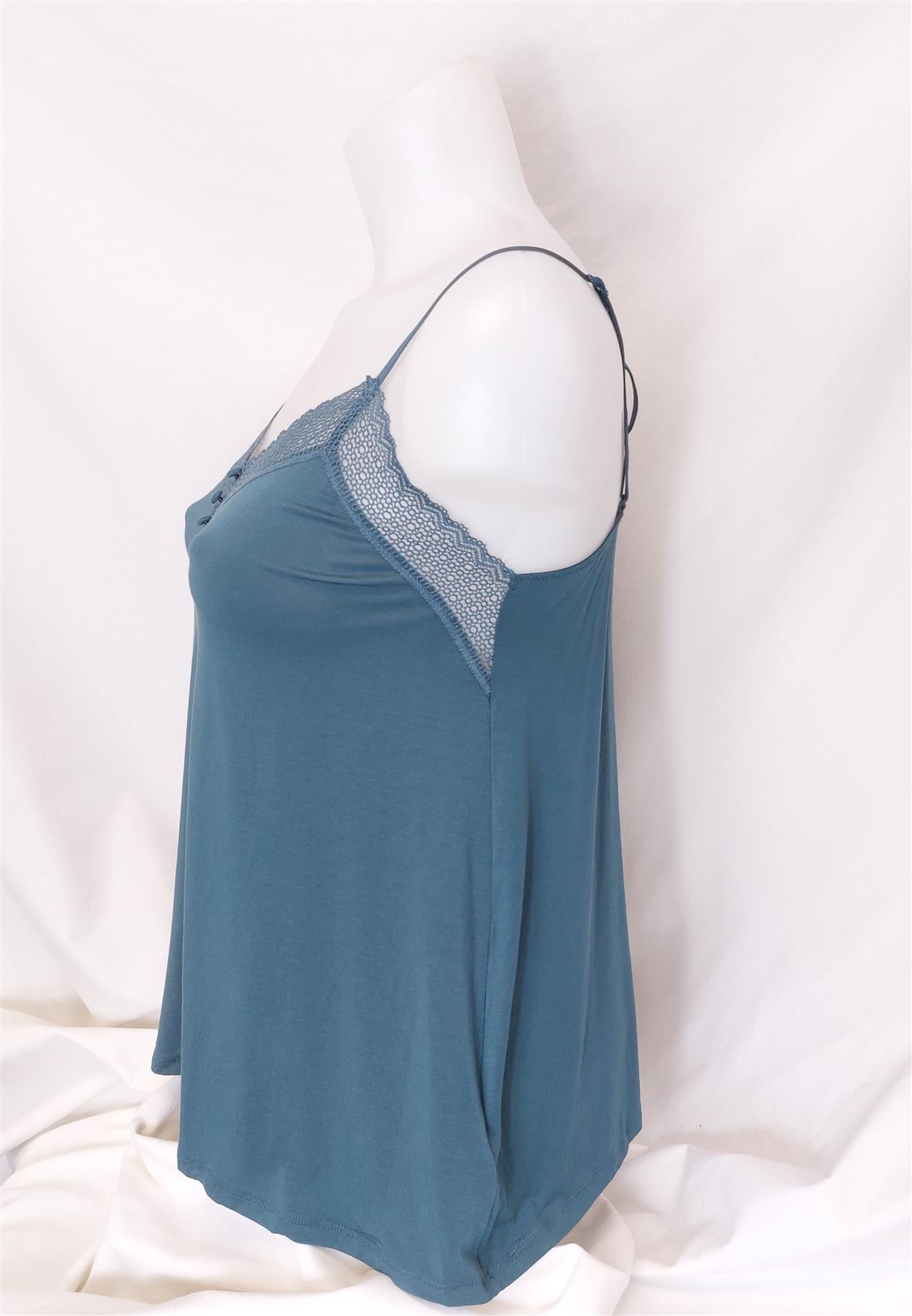 Designer Women's Camisole Top Cami Vest Lace Trim Supersoft Pyjama Nightshirt