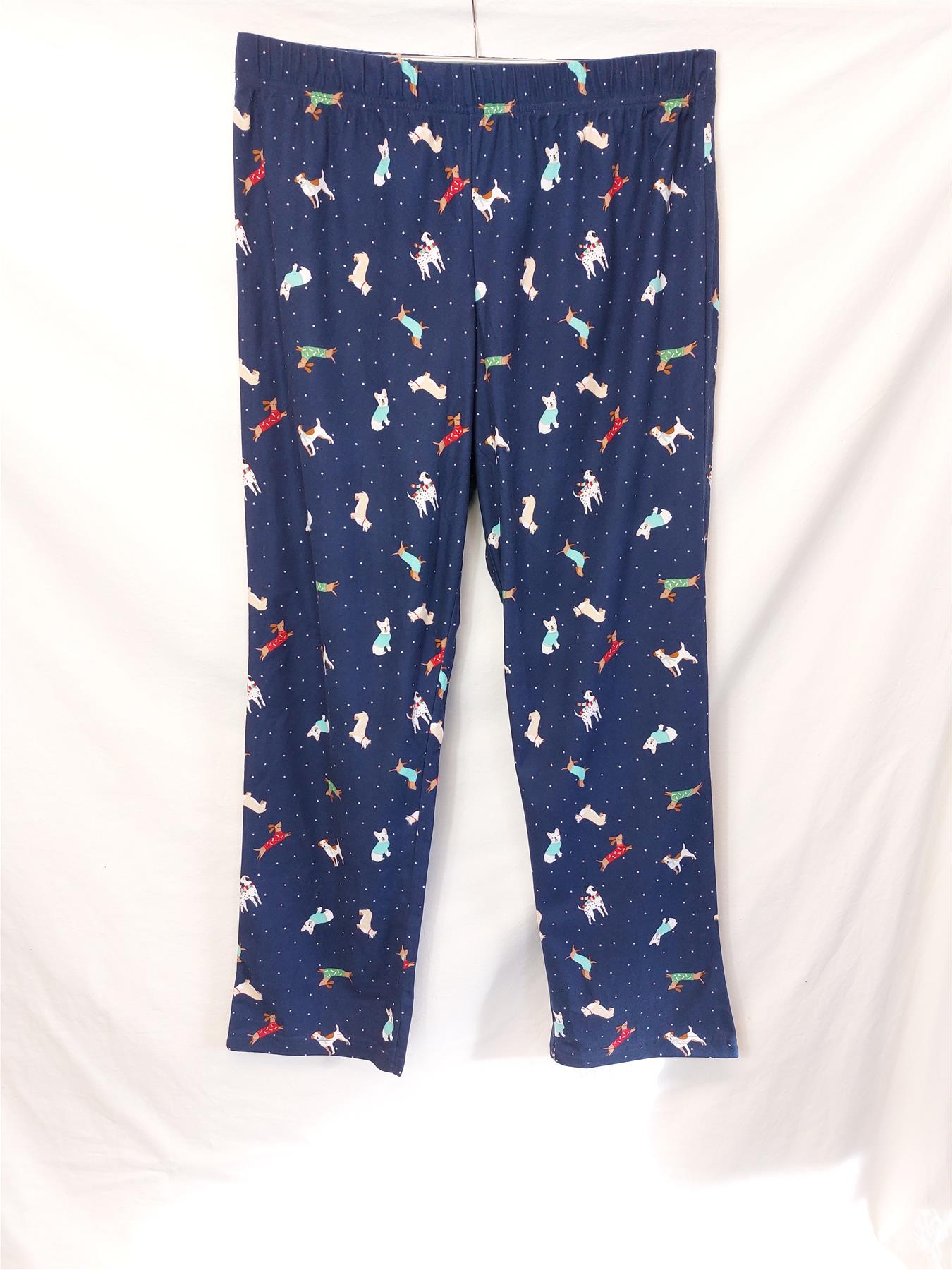 Women's Supersoft Pyjama Bottoms Navy Cute Dog Print Comfy PJ Pants Brand New
