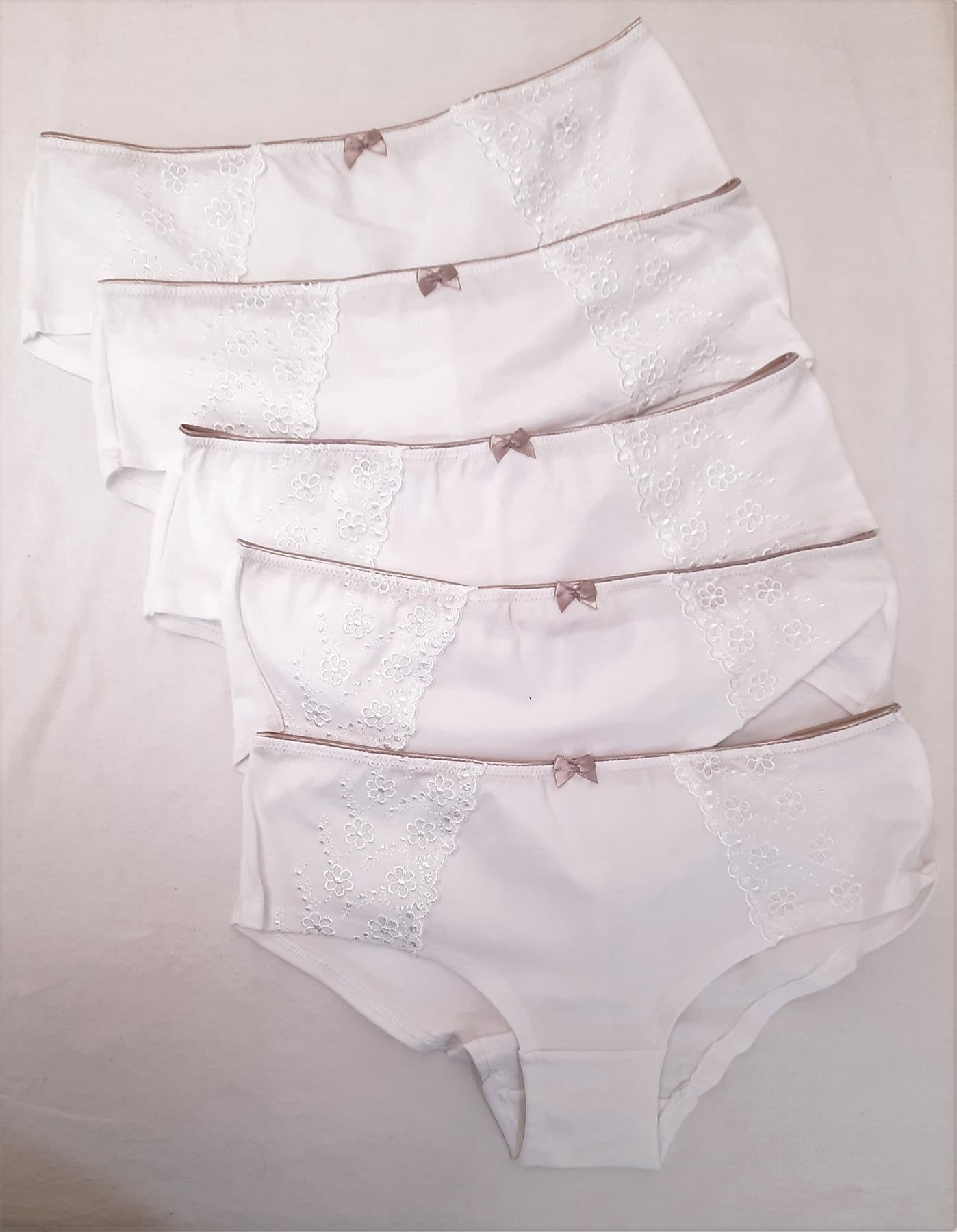 Embroidered Short Brief Knickers 5x Pairs