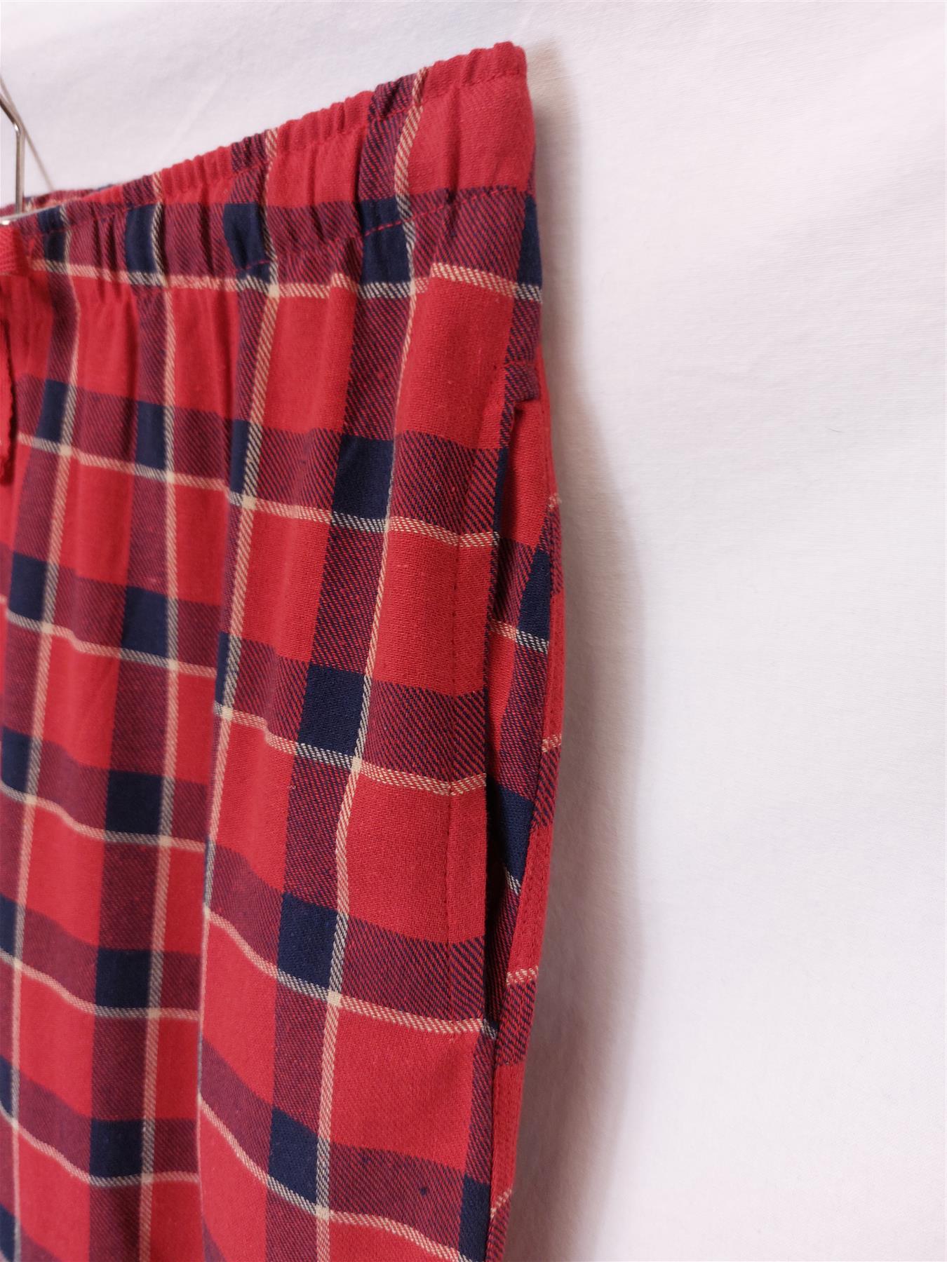 Women's Cotton Pyjama Bottoms Soft Warm Comfy Red Navy Check Valentines PJ Pants