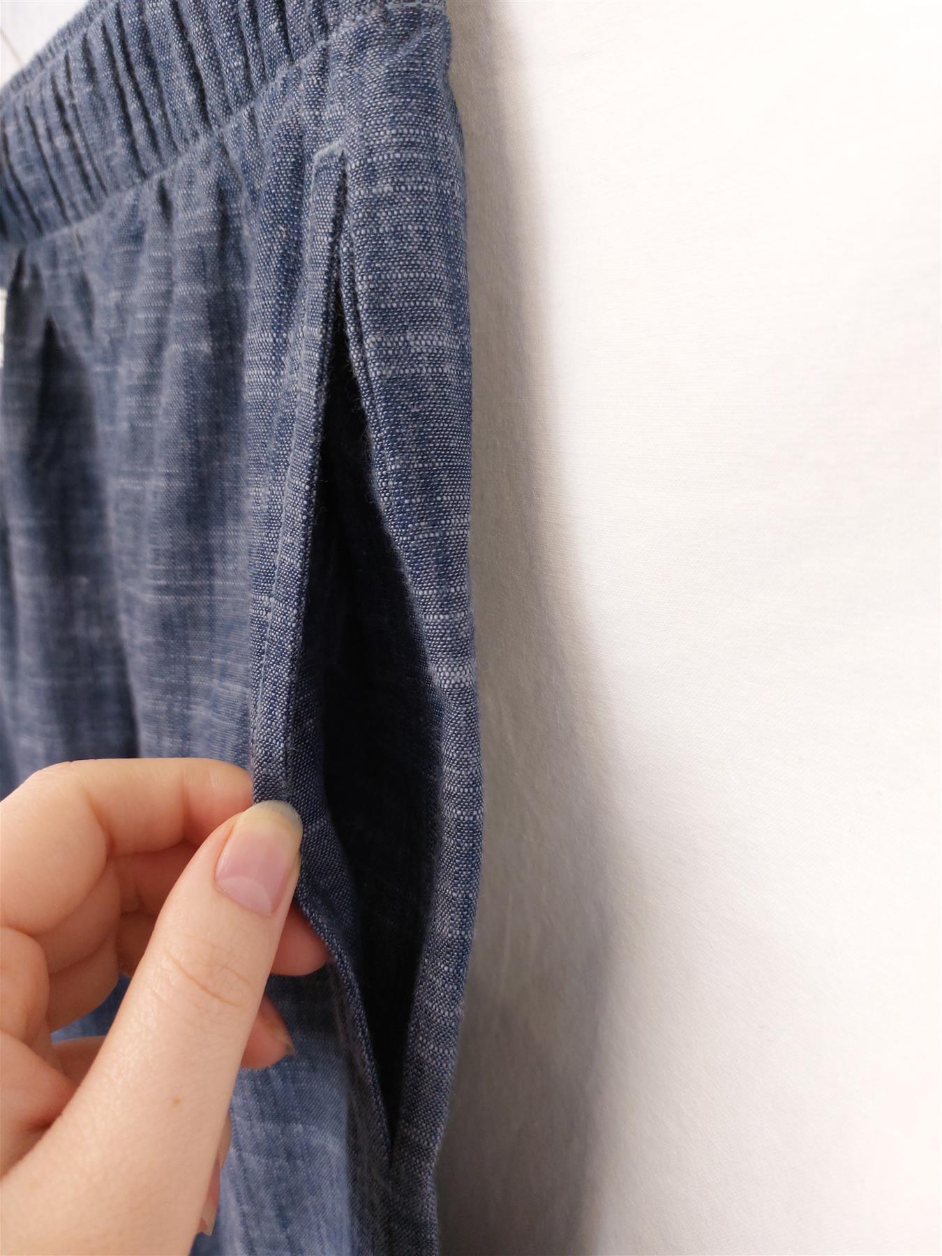 Men's Cotton Pyjama Bottoms F&F Lounge Essentials Comfy PJ Pants Blue Denim-Look