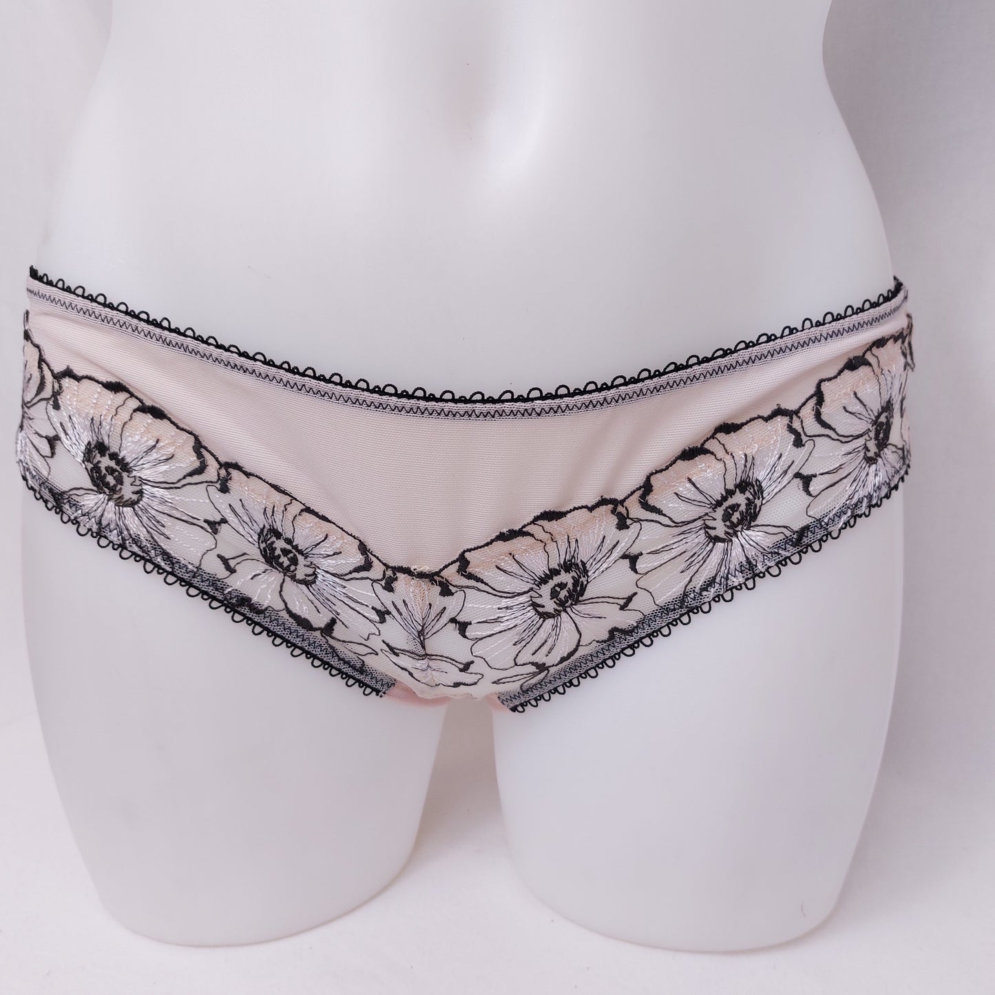 Knickers Sheer Lace Powder Pink Flower Briefs 2x Pairs