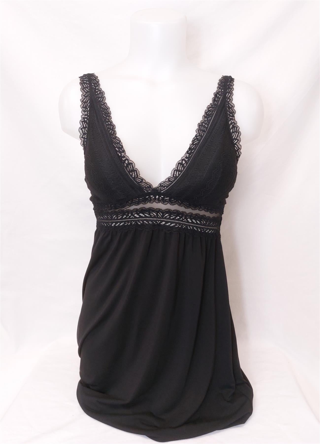Oysho Women's Lace Nightdress Soft Full Slip Nightie Padded or Unpadded Black