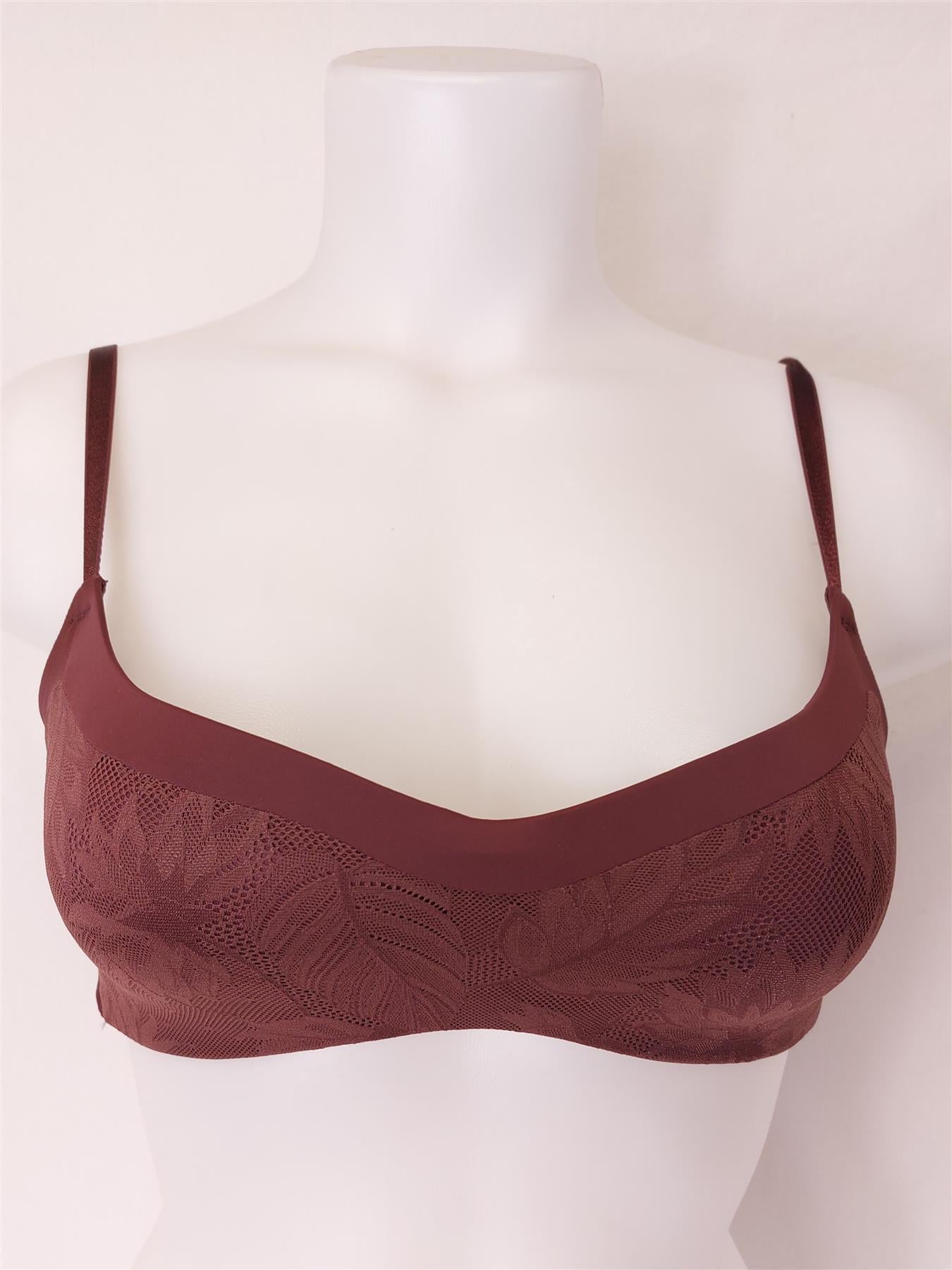 Designer Non-Wired Bra Microfibre All-Over Lace Lightly Padded Brand New