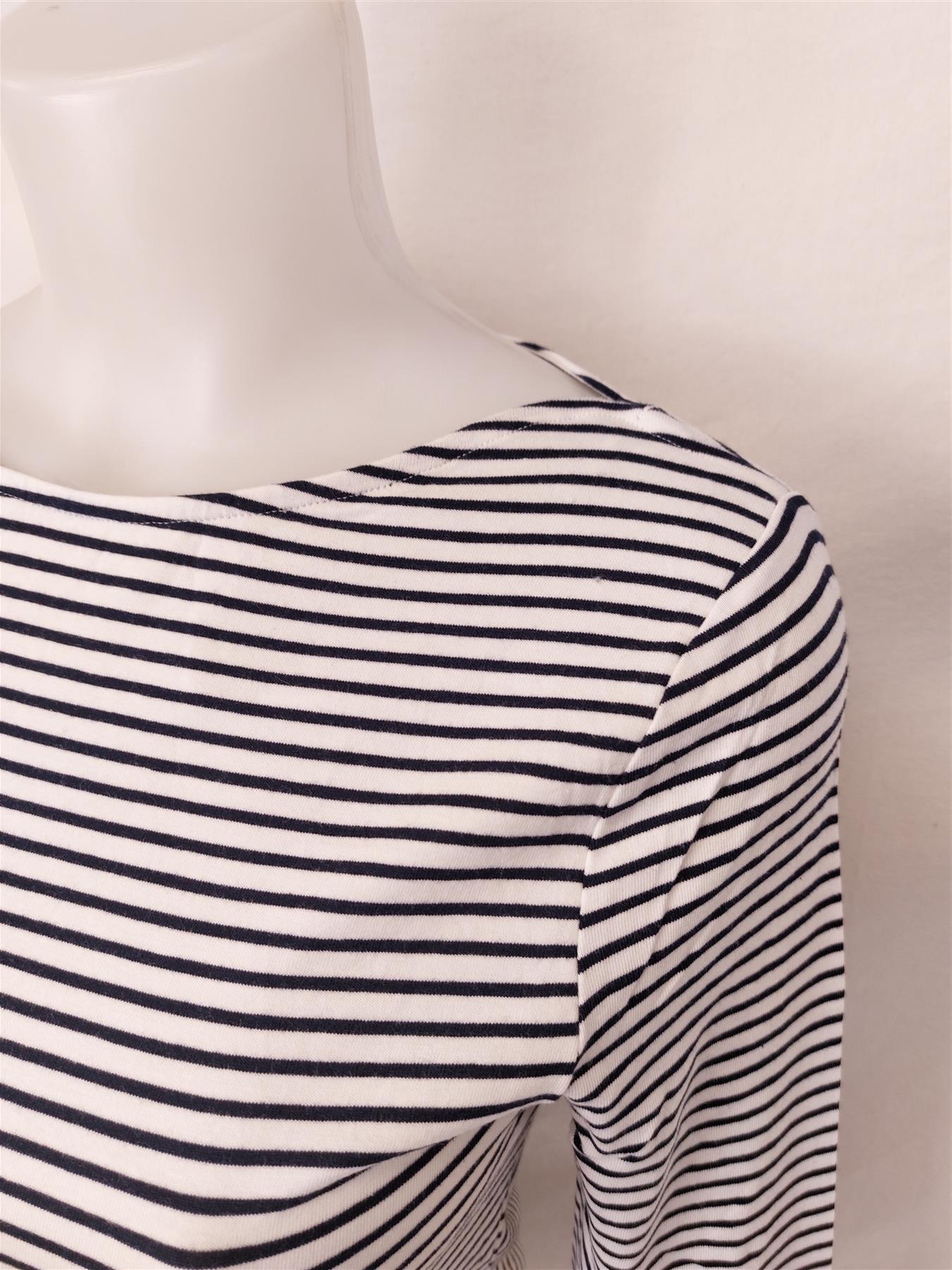 Women's Cotton Top 3/4 Sleeve Stretch Stripe T-Shirt Soft Cool High Street Store