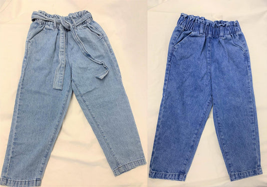 Girls' Pure Cotton Jeans Comfy Denim Elasticated Waist Pockets Kids' High Street