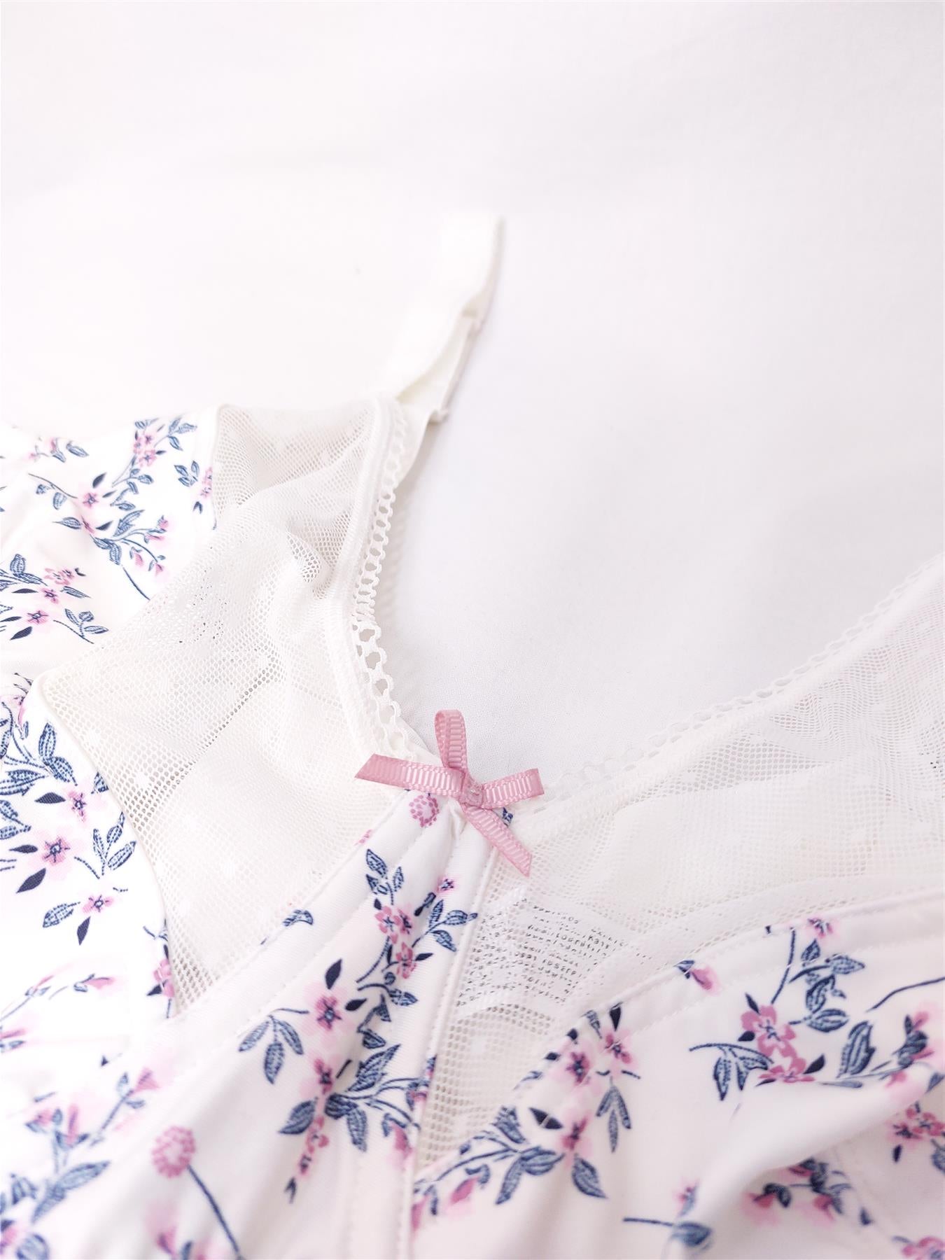 F&F Total Support Bra Underwired Non-Padded Mesh White Floral Shop Soiled 40G