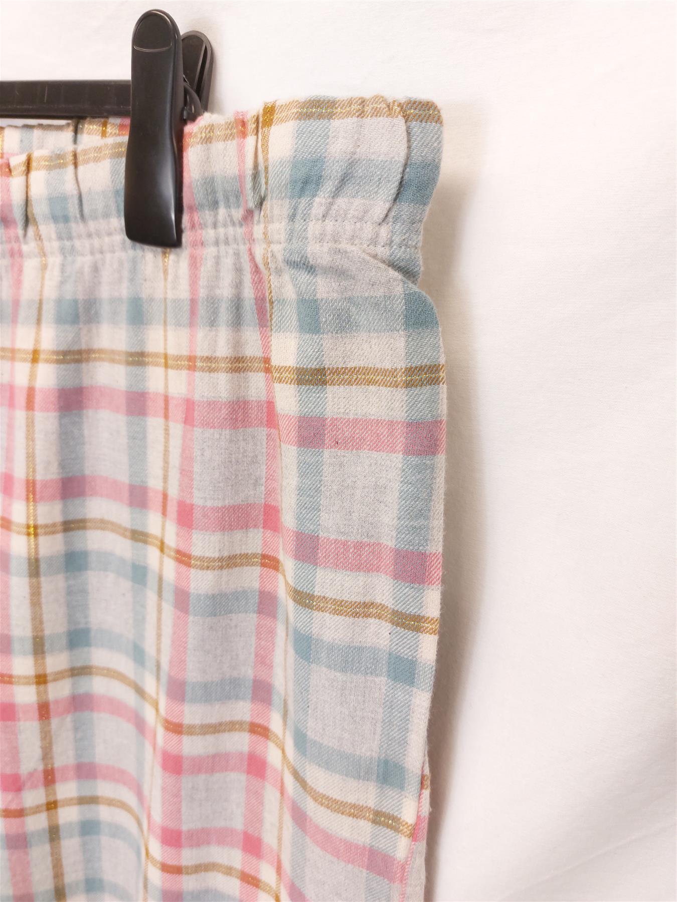 Women's Pyjama Bottoms Cotton Check Printed Cuffed Comfy Warm Size 22 Pink