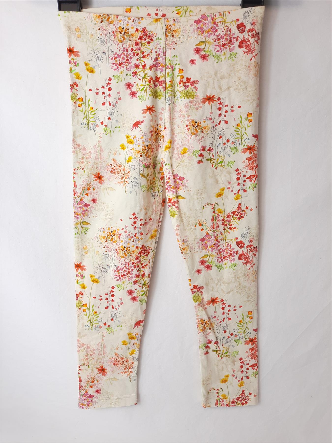 Girls' Cotton Floral Leggings 2-Pack Soft Stretch Trousers Ex-Chainstore Kids'
