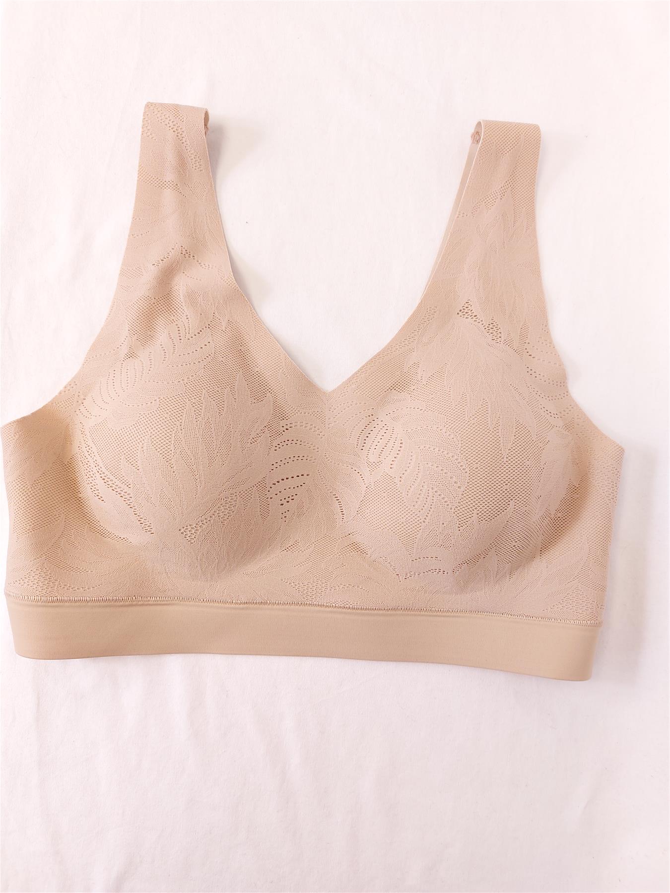 Non-Wired Crop Top Bra Lace Pattern Wire-Free Removable Pads High Street New