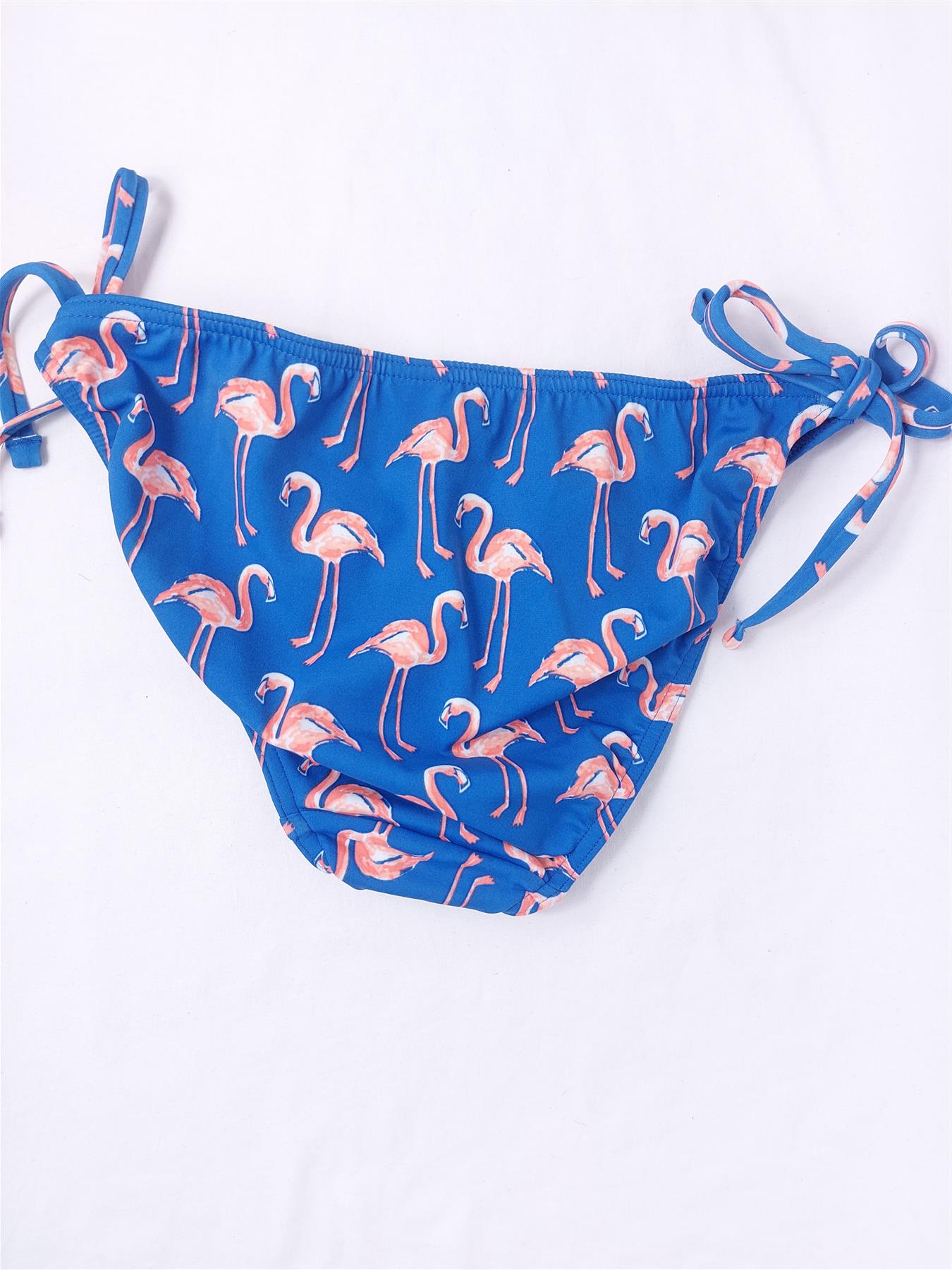 Bikini Bottoms Flamingo Print Tie Waist Triangle (Bottoms Only)