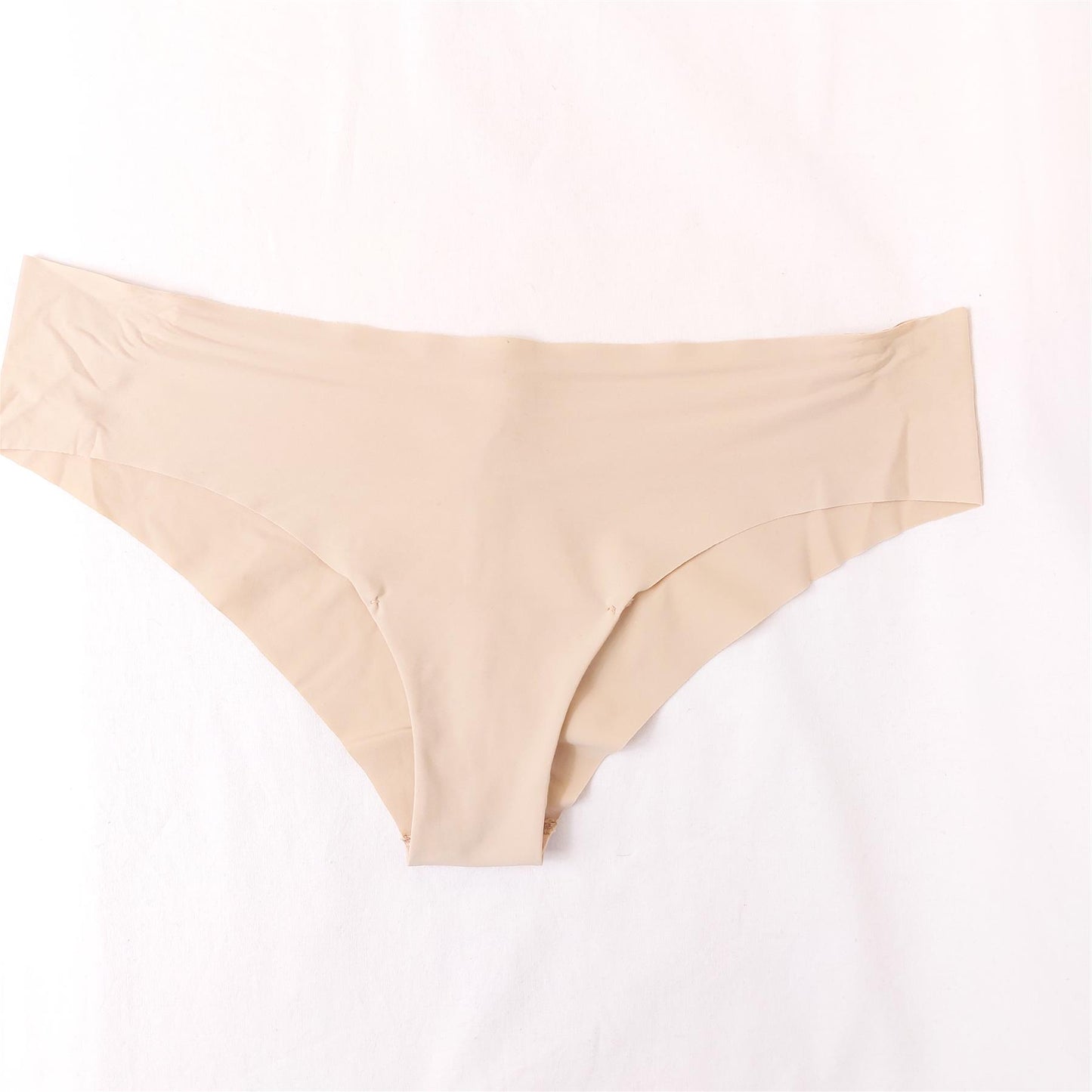 Women's Bikini Brief Knickers Laser Cut No VPL Cotton Lined Almond Size Large 3 Pack