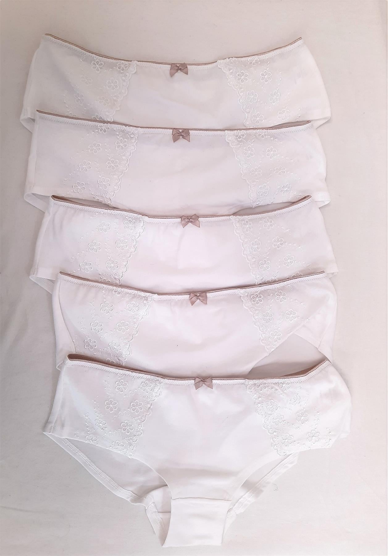 Embroidered Short Brief Knickers 5x Pairs