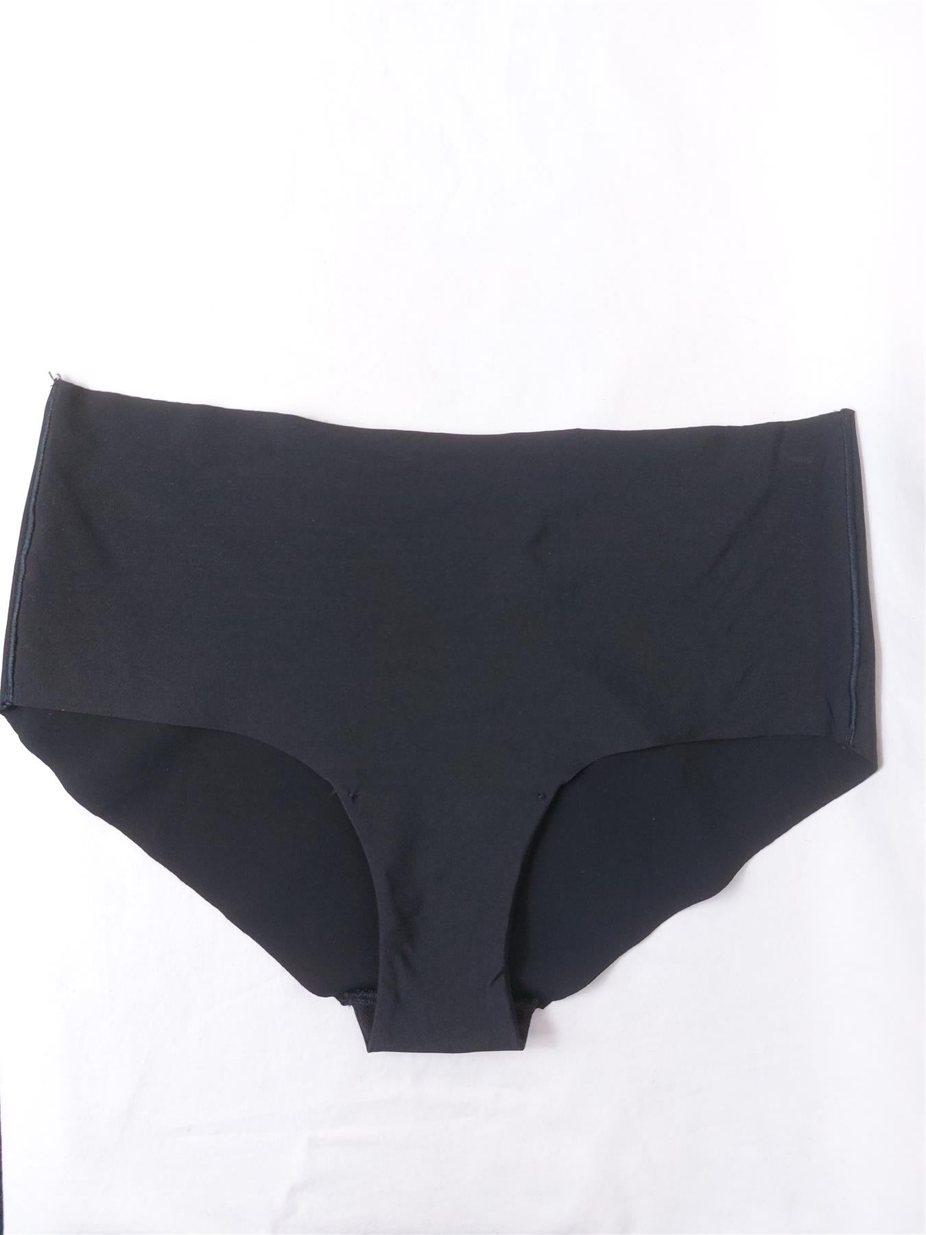 Oysho Women's Deep Short Knickers Laser Cut No VPL Soft Comfort Cotton Lined Black L