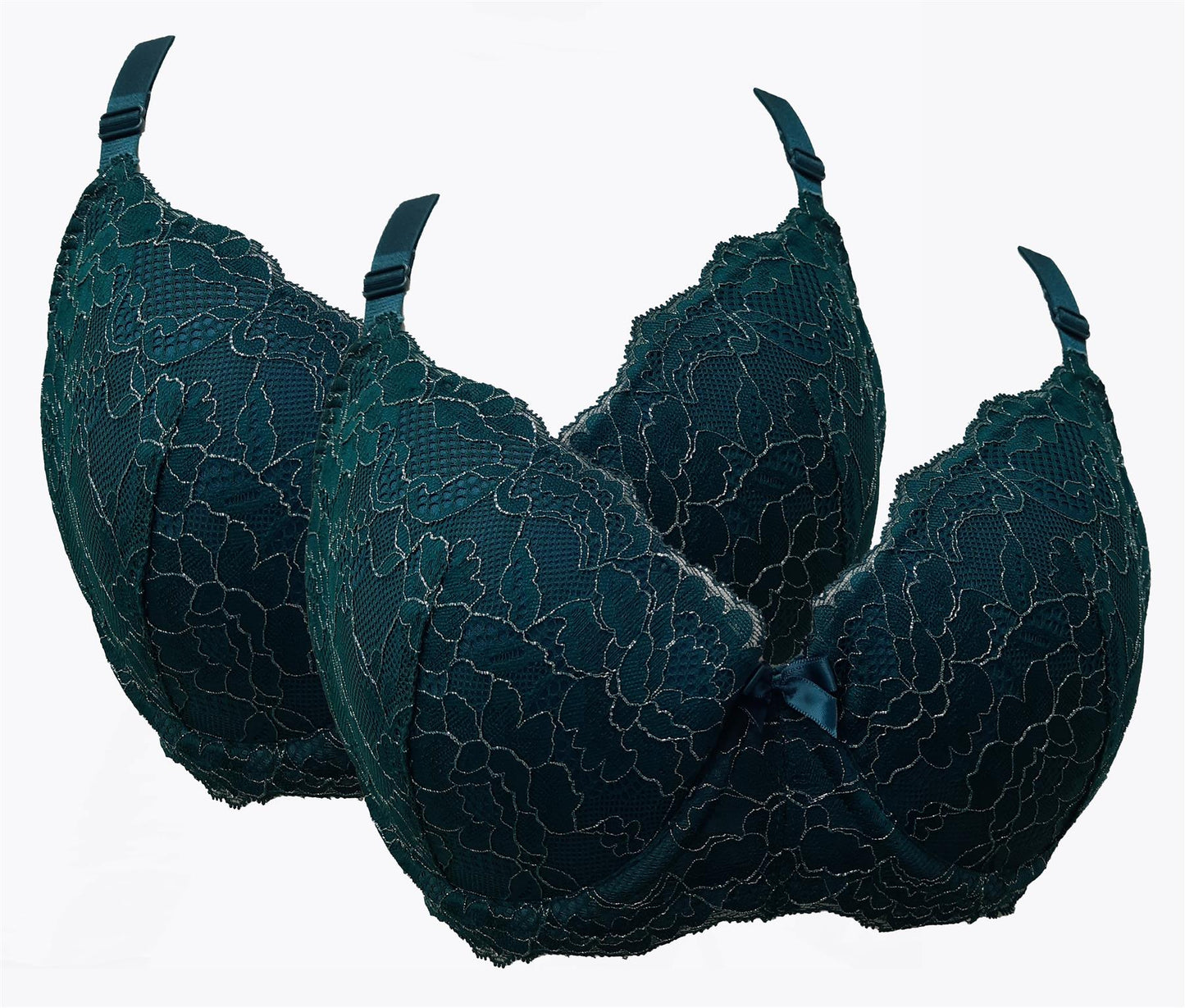 George 2-Pack Full Cup Bras Underwired Padded Lace Mesh Overlay Brand New