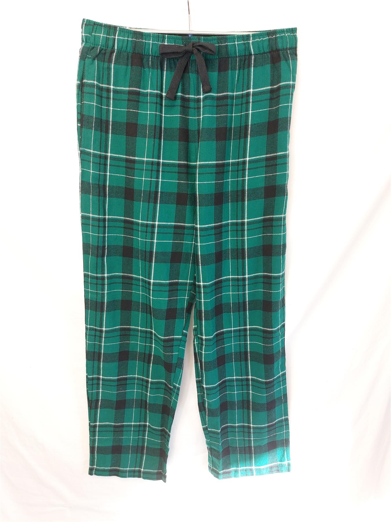 Men's Tartan Pyjama Bottoms Soft Comfortable Drawstring Green Check Brand New