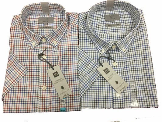 Short Sleeve Shirt Peached Pure Cotton Checked