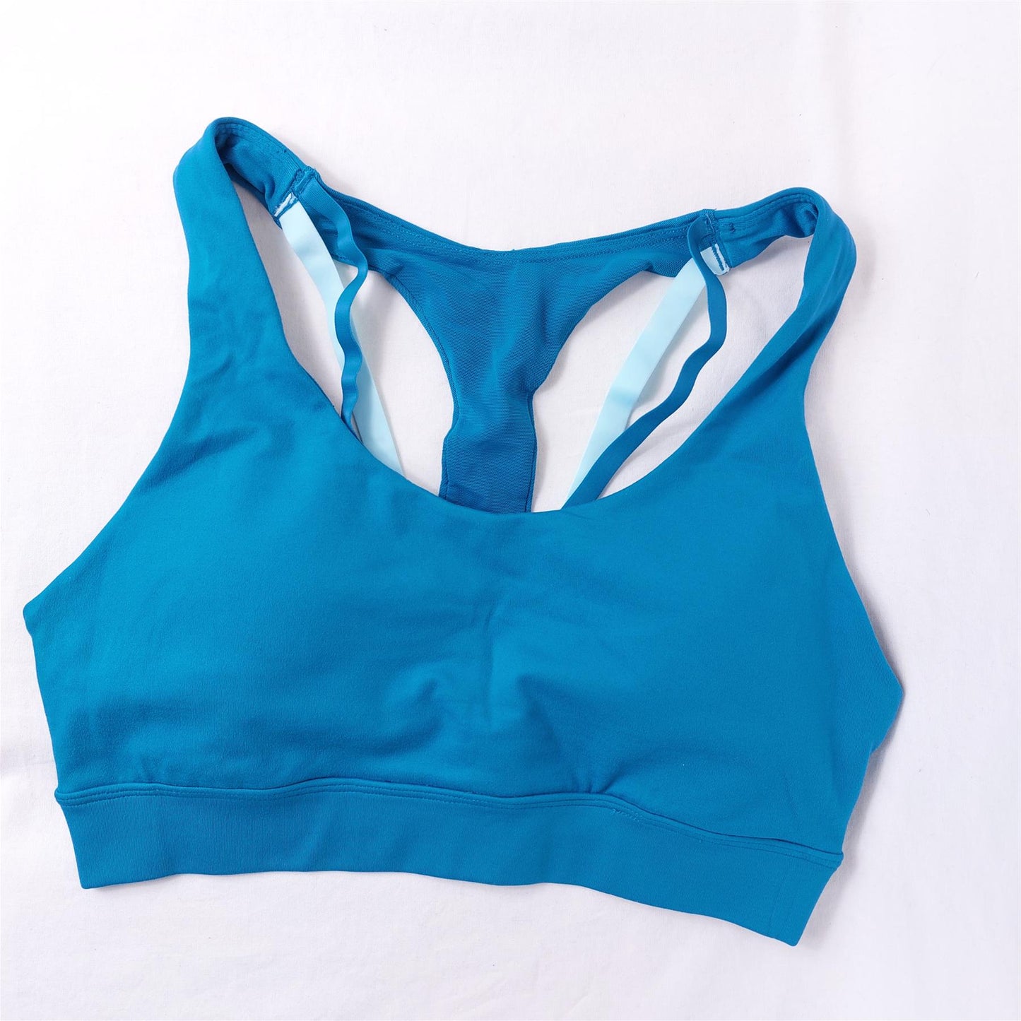 Marika Sports Bra Gym Yoga Top Non-Wired Removable Padding Mesh Racerback Blue