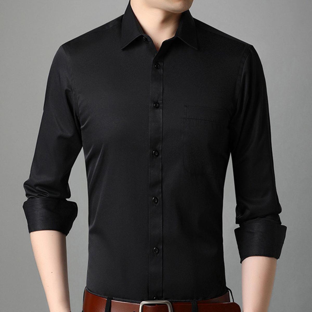 Men's Shirts Regular Fit Long Sleeve Smart Formal Office Plain Brand New