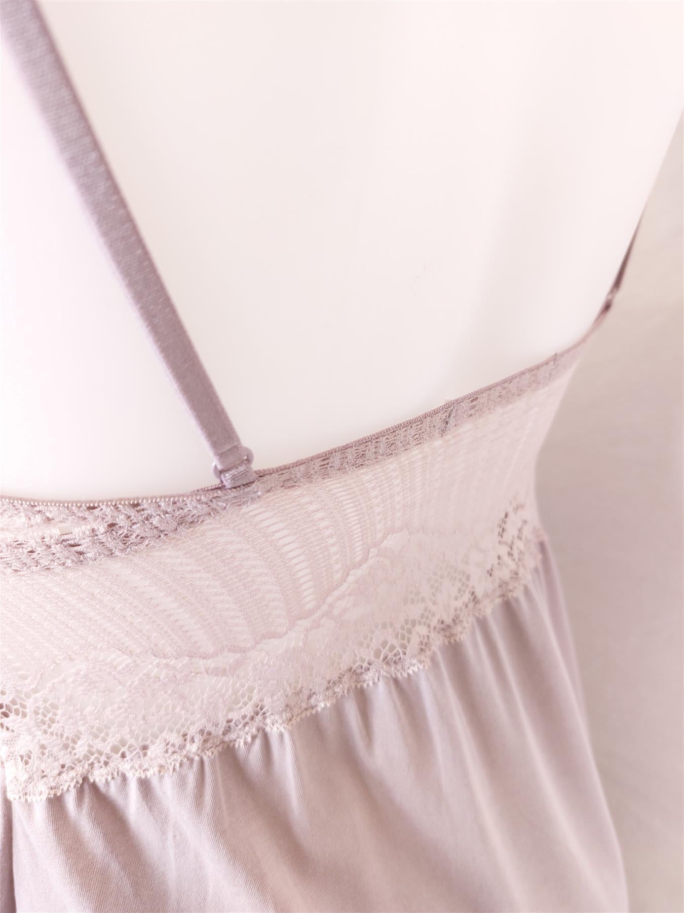 Women's Floral Lace Nightdress Soft Full Slip Padded Nightie Modal Rich Mauve