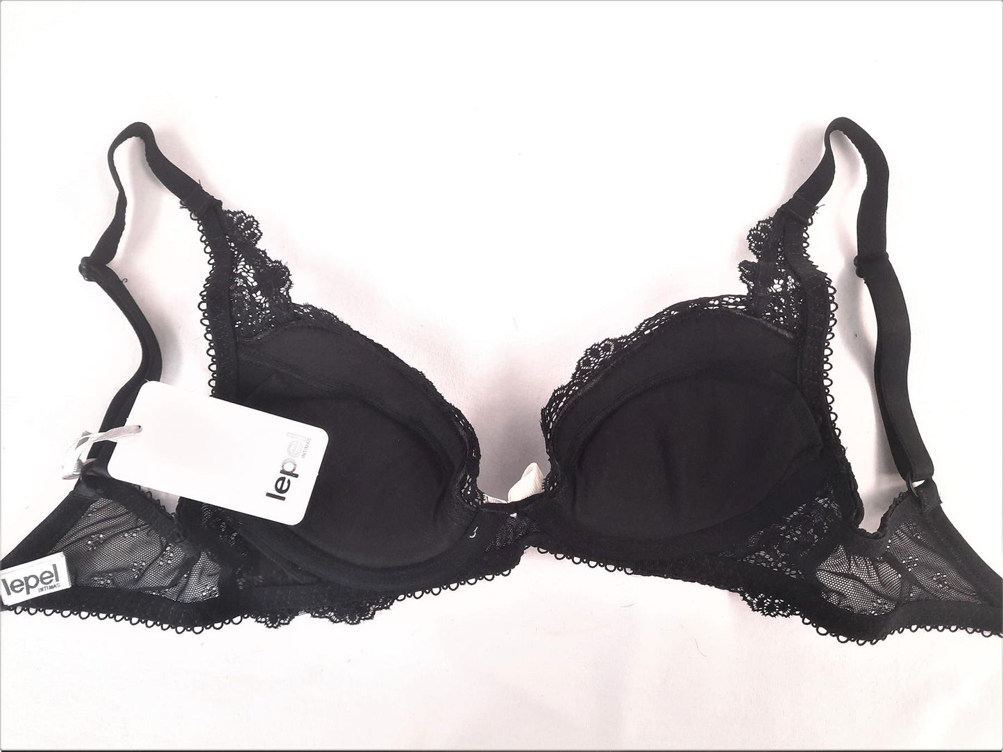 Lepel Constance Plunge Bra Underwired Removable Padding Lace Trim Black 30B New