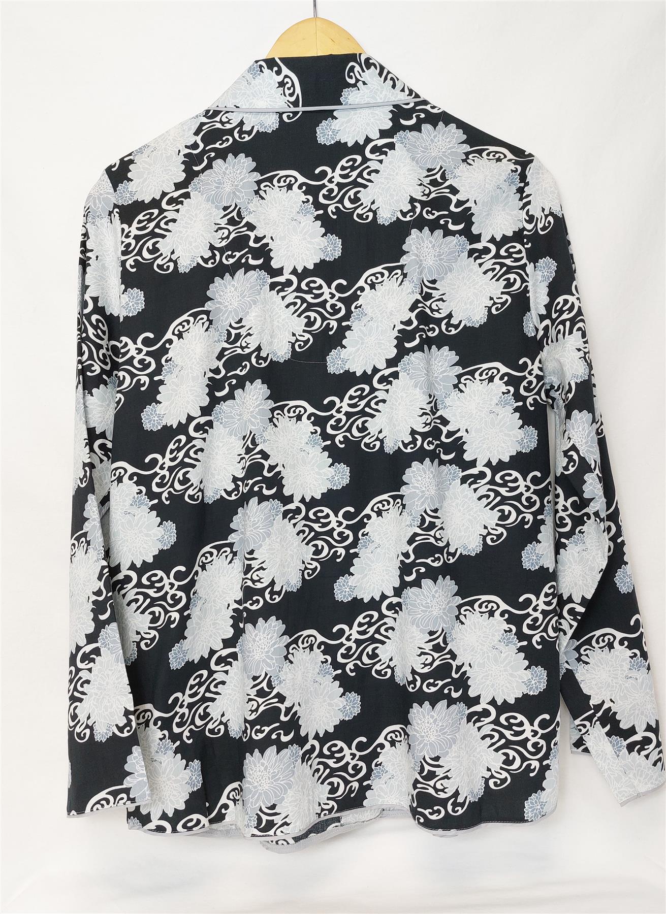 Cyberjammies Pyjama Top Monochrome Elegance Button Through Woven Sleepwear