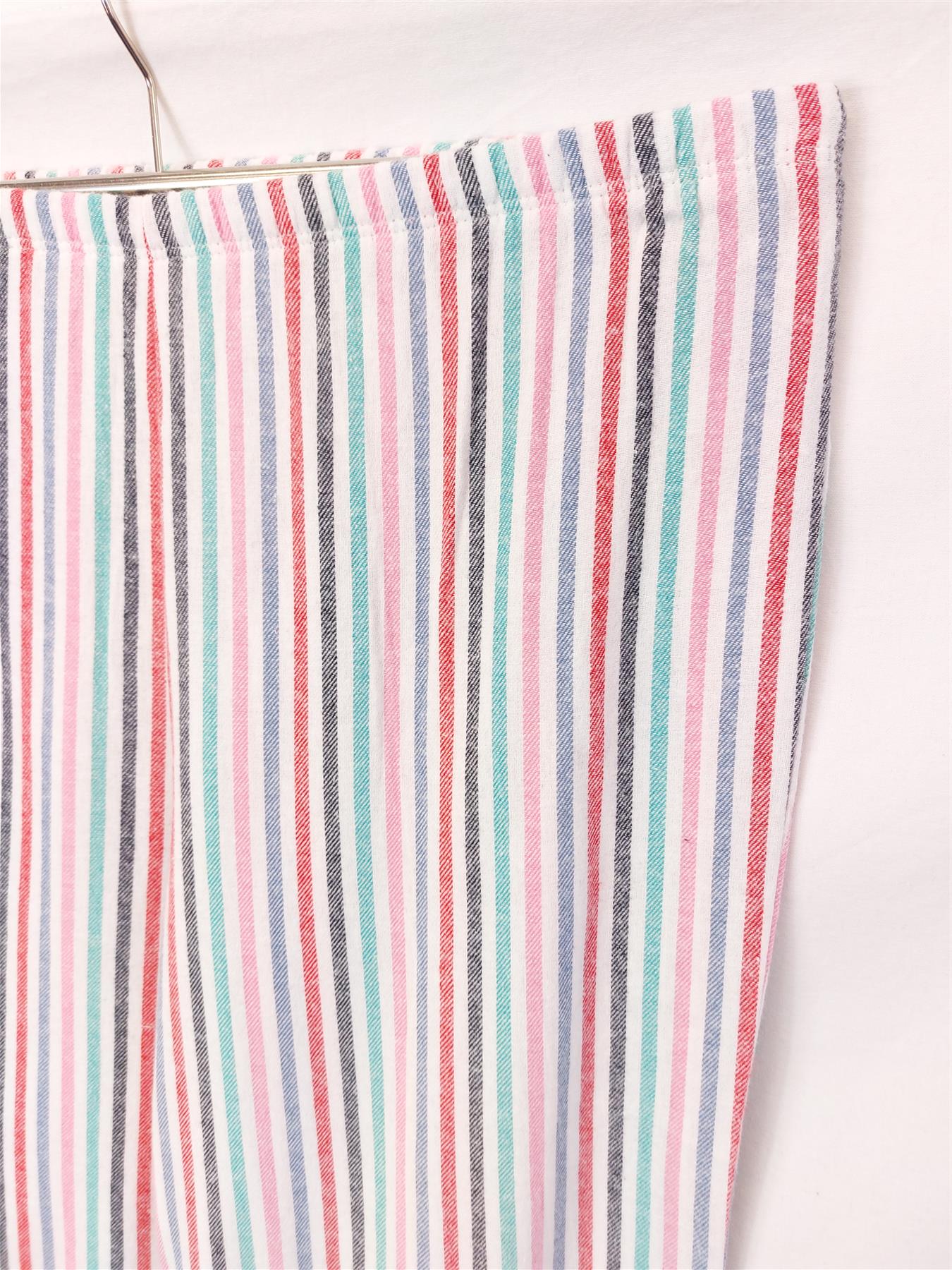 Women's Pure Cotton Pyjama Bottoms Multicolour Stripe Retro PJ Pants Brand New
