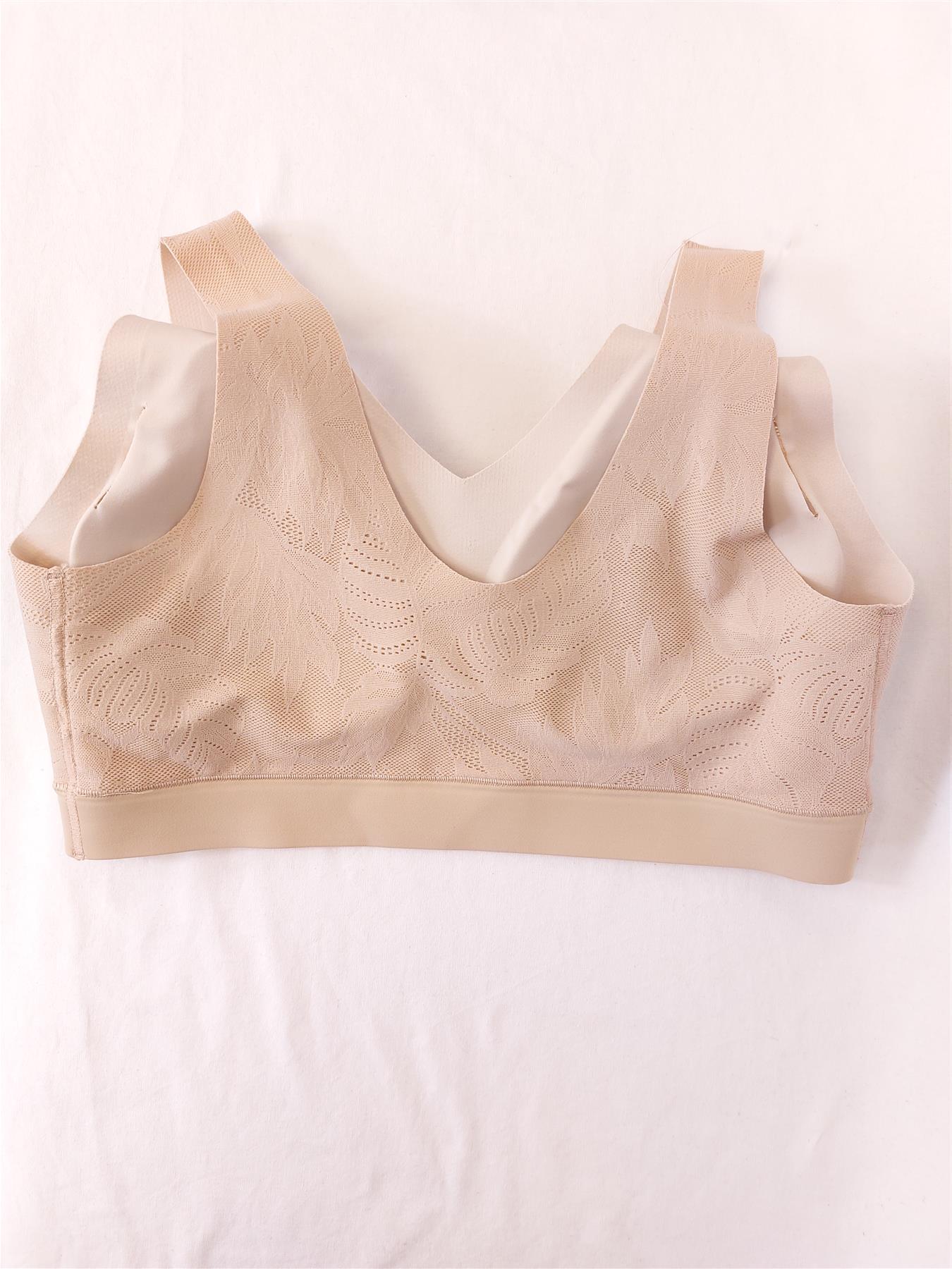 Non-Wired Crop Top Bra Lace Pattern Wire-Free Removable Pads High Street New