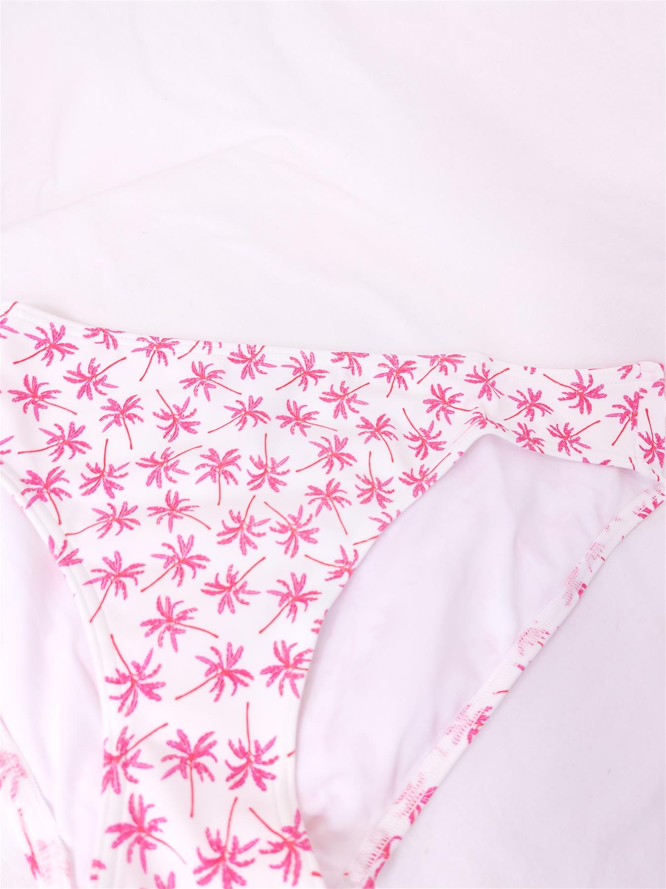 Bikini Brief Palm Print Hipster White Pink 14-16 Bottoms Only
