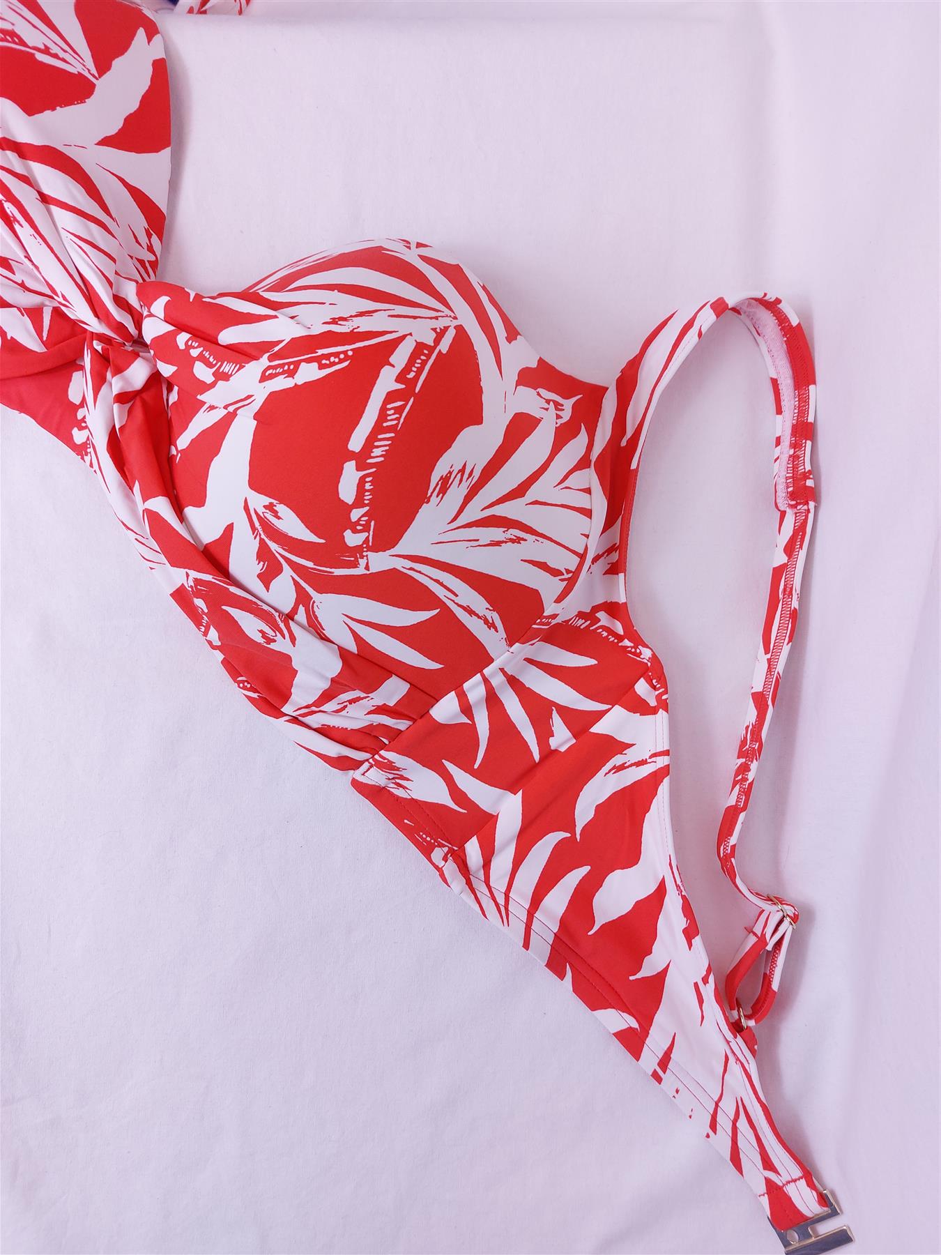 Bikini Top Leaf Print Padded Plunge (Top Only) Plus Size