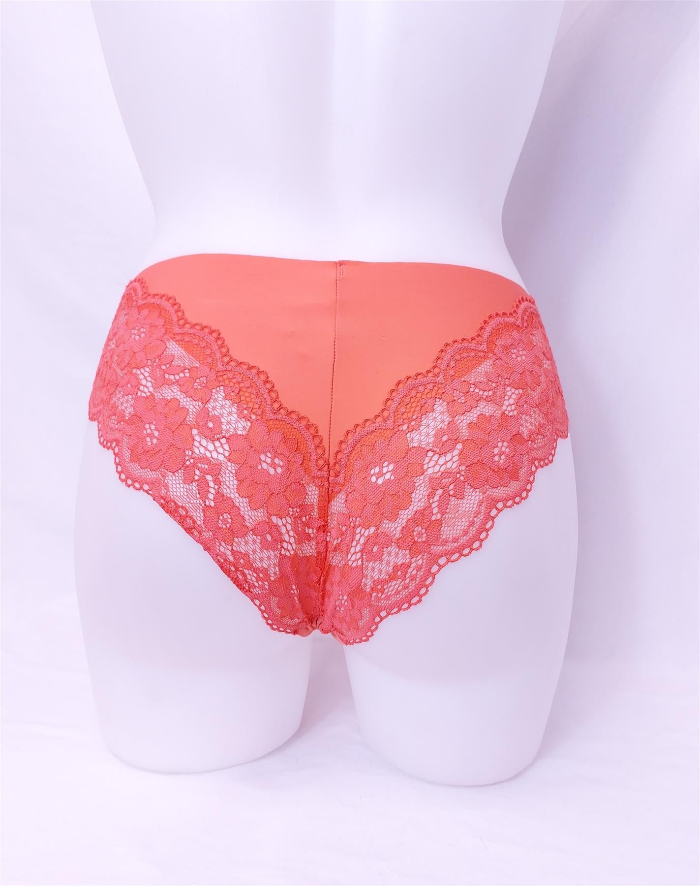 3-Pack Designer Women's Briefs Brazilian Lace Floral Knickers Multipack Coral