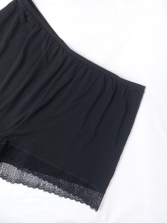 Oysho Supersoft Sleep Shorts Lace Trim Pyjama Bottom Soft Modal Comfort Black