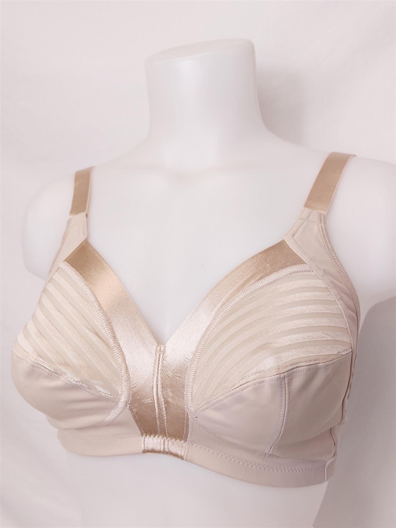 Full Support Comfort Bra Non-Wired Unpadded Striped 34-44 B-H (Shop Soiled) New