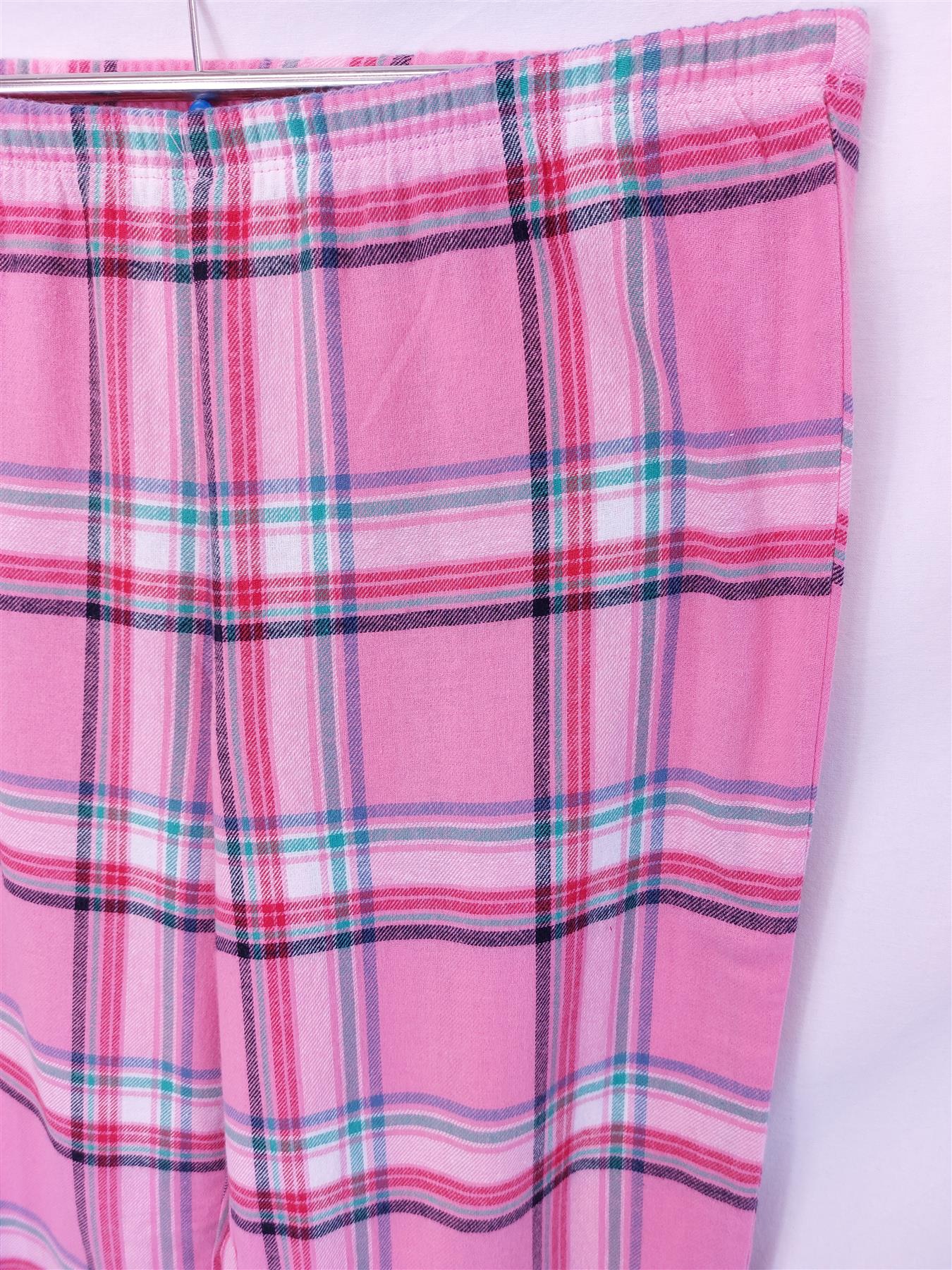 Pure Cotton Pyjama Bottoms Women's Pink Check Size 10 Ex-Chainstore Brand New PJ