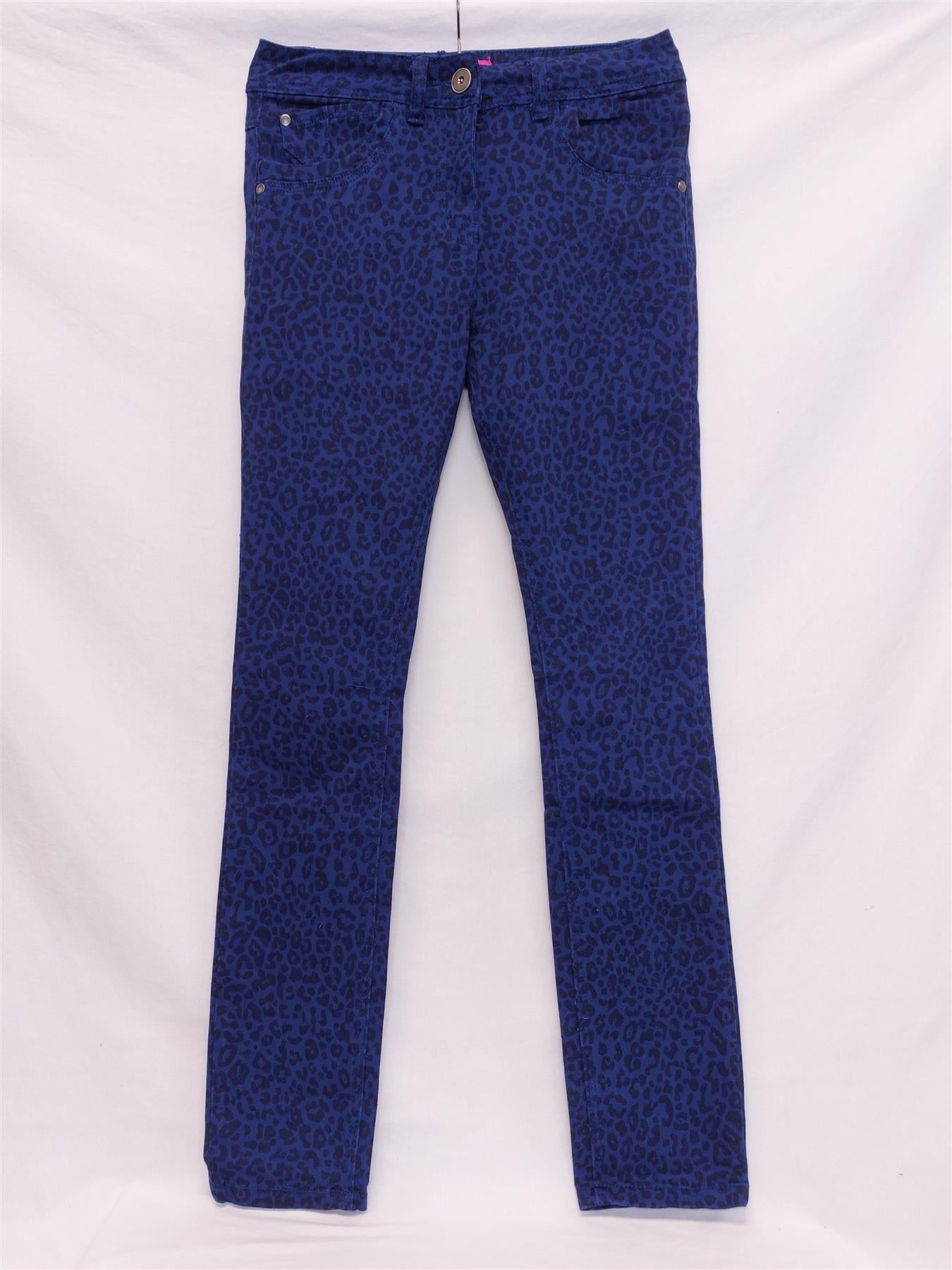 Women's Leopard Print Jeans Skinny Fit Cotton Stretch Wonderfit Blue/Navy George